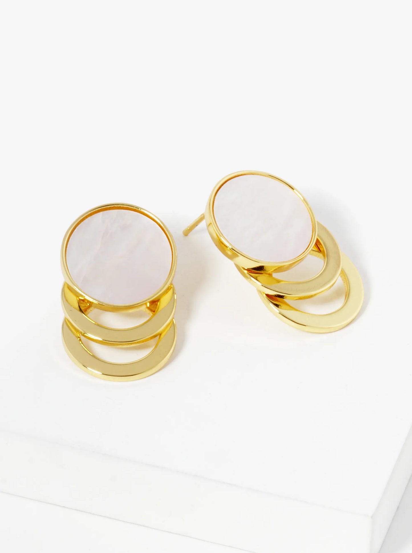 18K-Gold-Dipped Mother Of Pearl Dangle Post Earrings