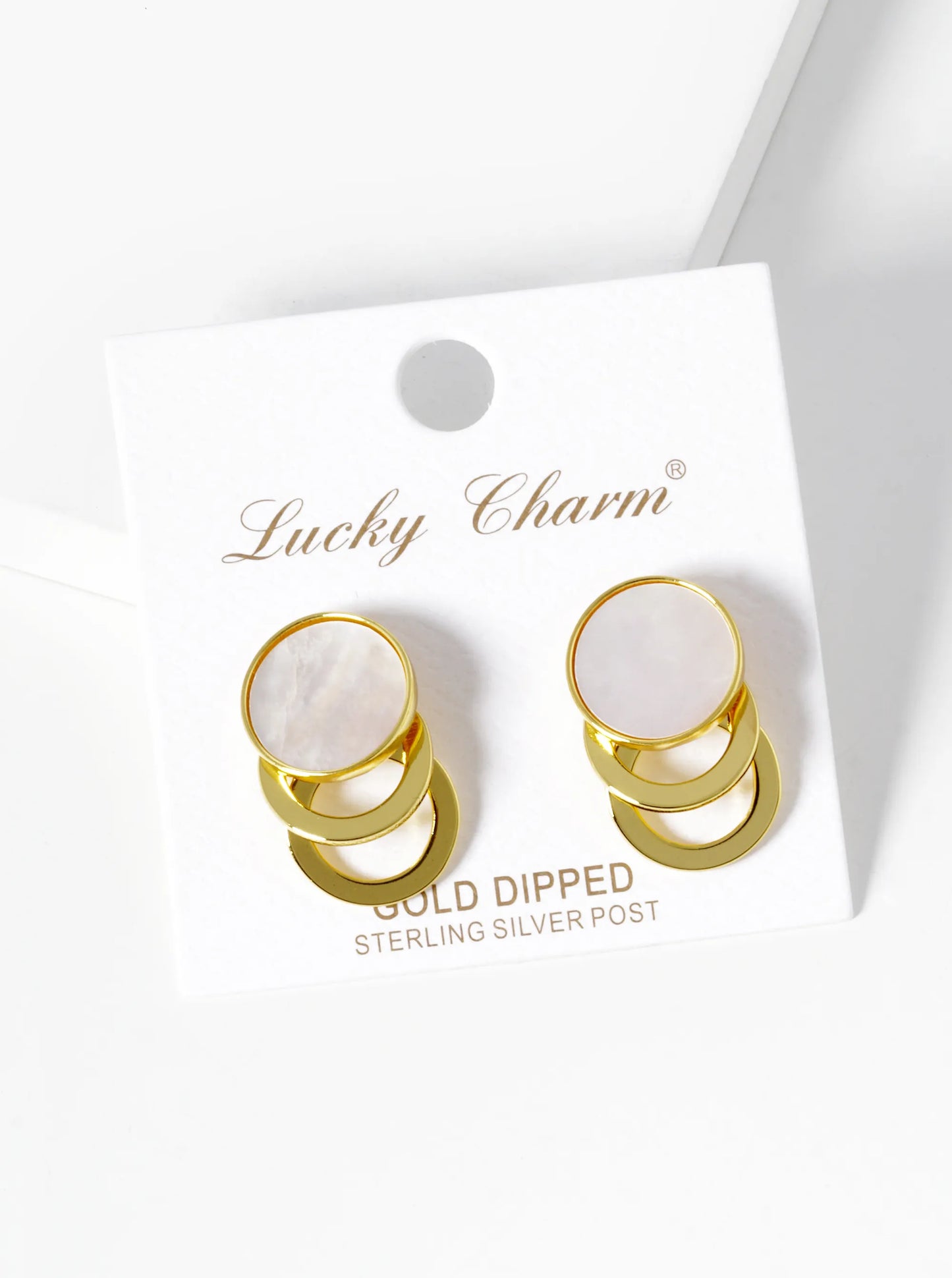 18K-Gold-Dipped Mother Of Pearl Dangle Post Earrings