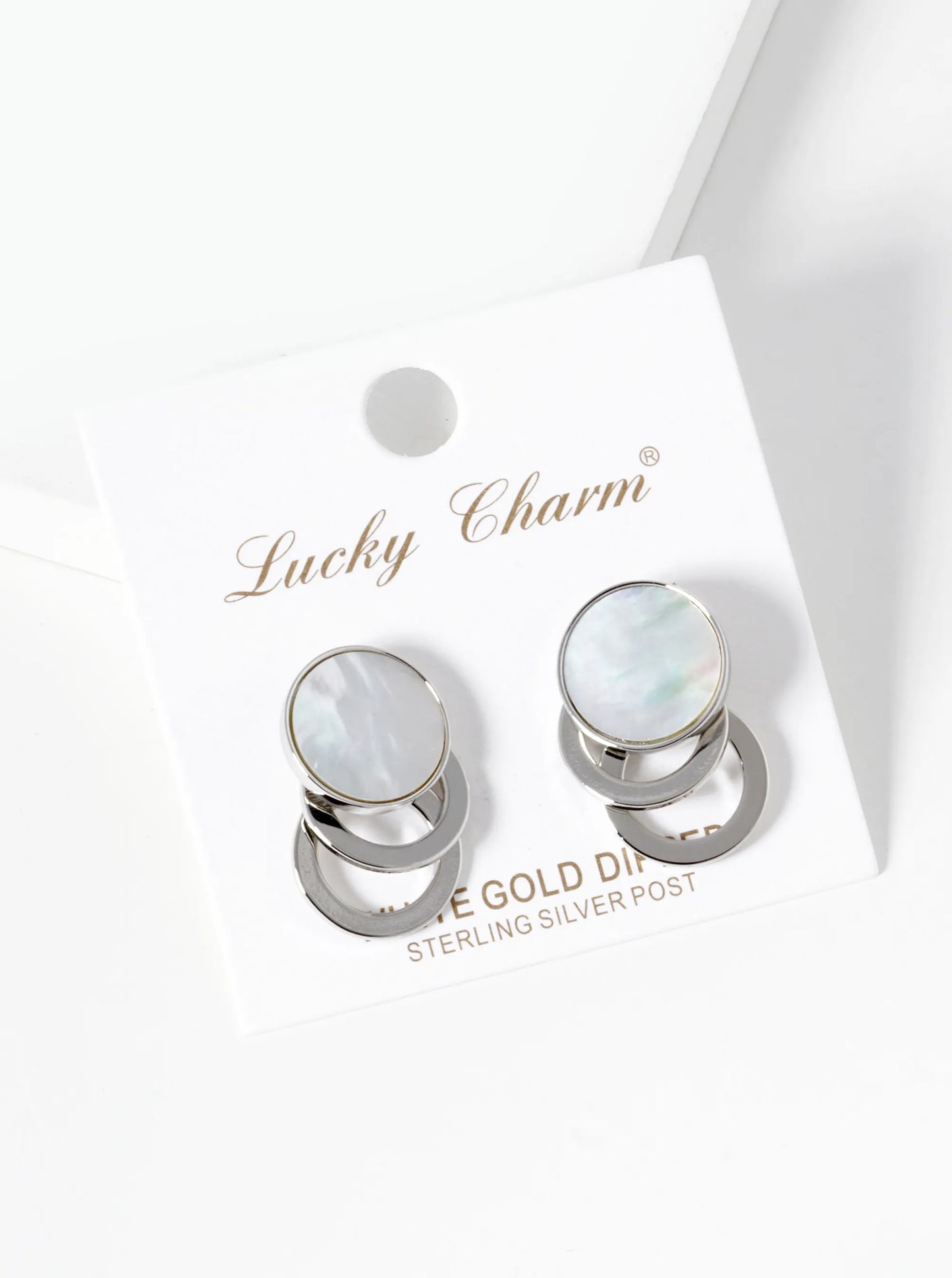 18K-Gold-Dipped Mother Of Pearl Dangle Post Earrings