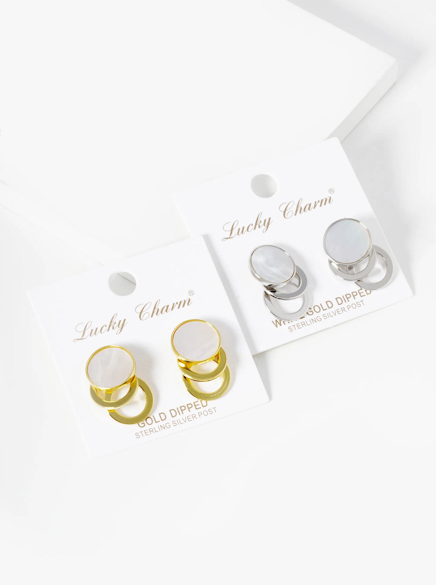 18K-Gold-Dipped Mother Of Pearl Dangle Post Earrings