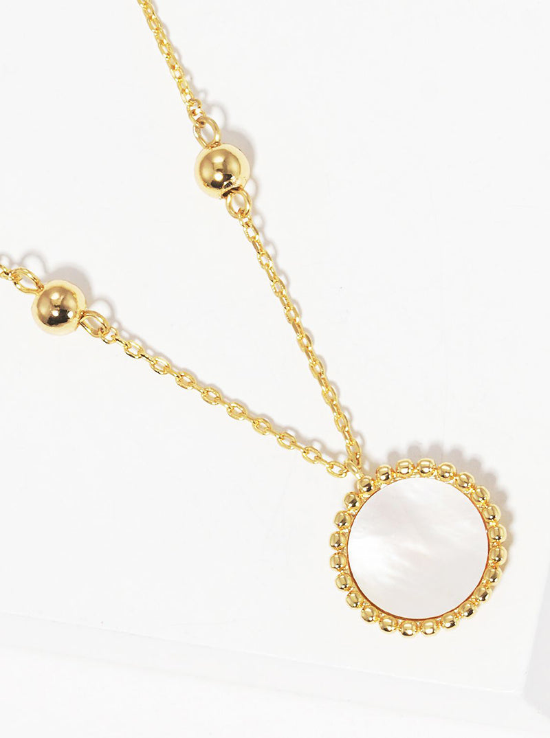 18K Gold Dipped Mother Of Pearl Pendant Necklace