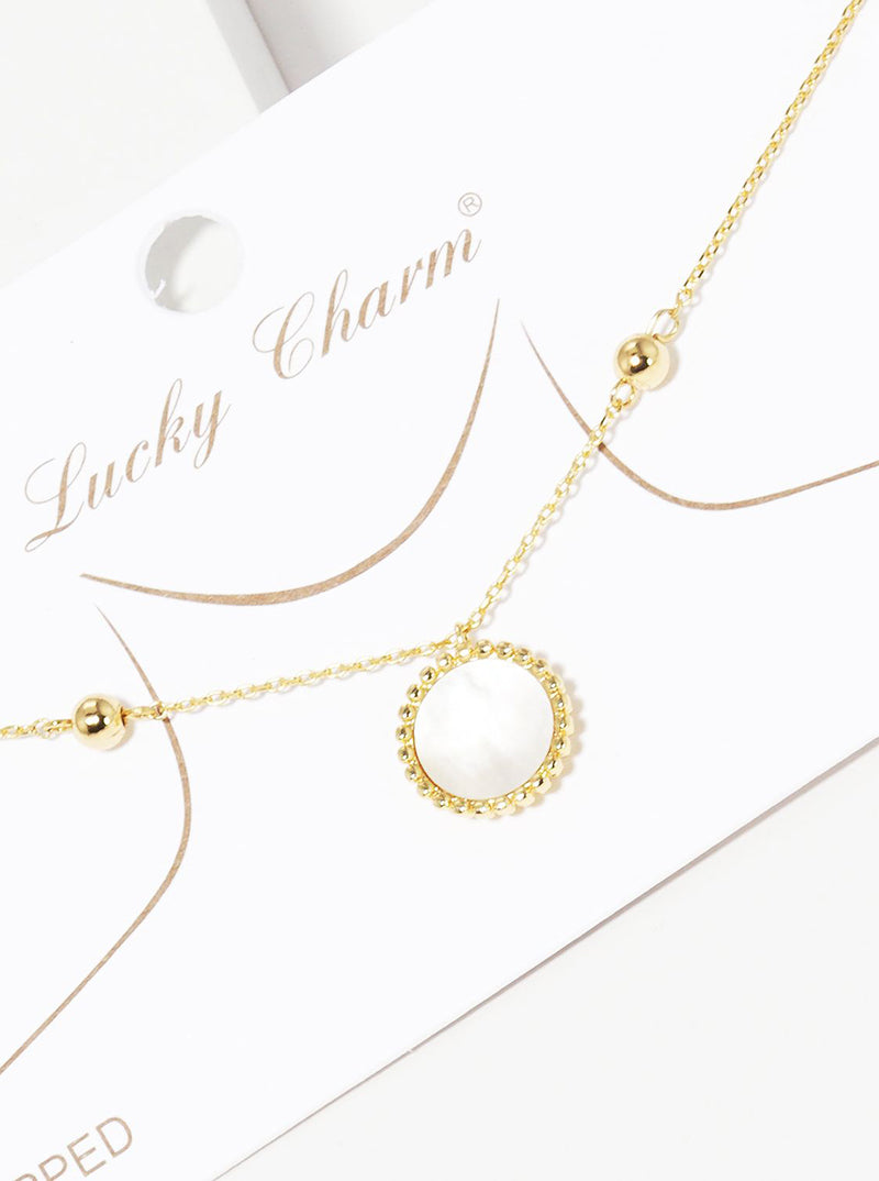 18K Gold Dipped Mother Of Pearl Pendant Necklace