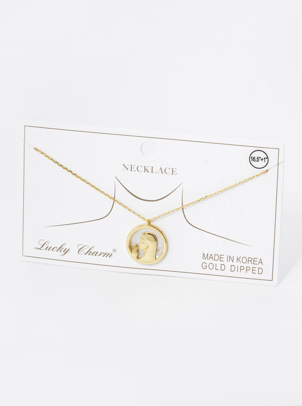 18K Gold Dipped Mother Of Pearl Prayer Pendant Religious Necklace