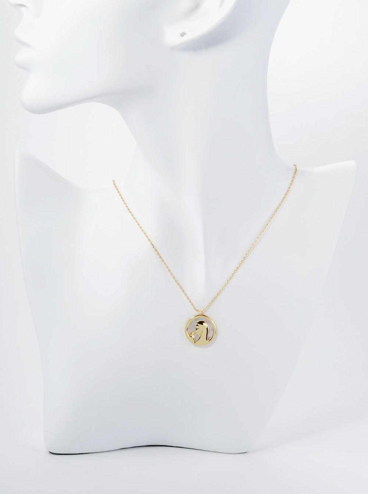 18K Gold Dipped Mother Of Pearl Prayer Pendant Religious Necklace