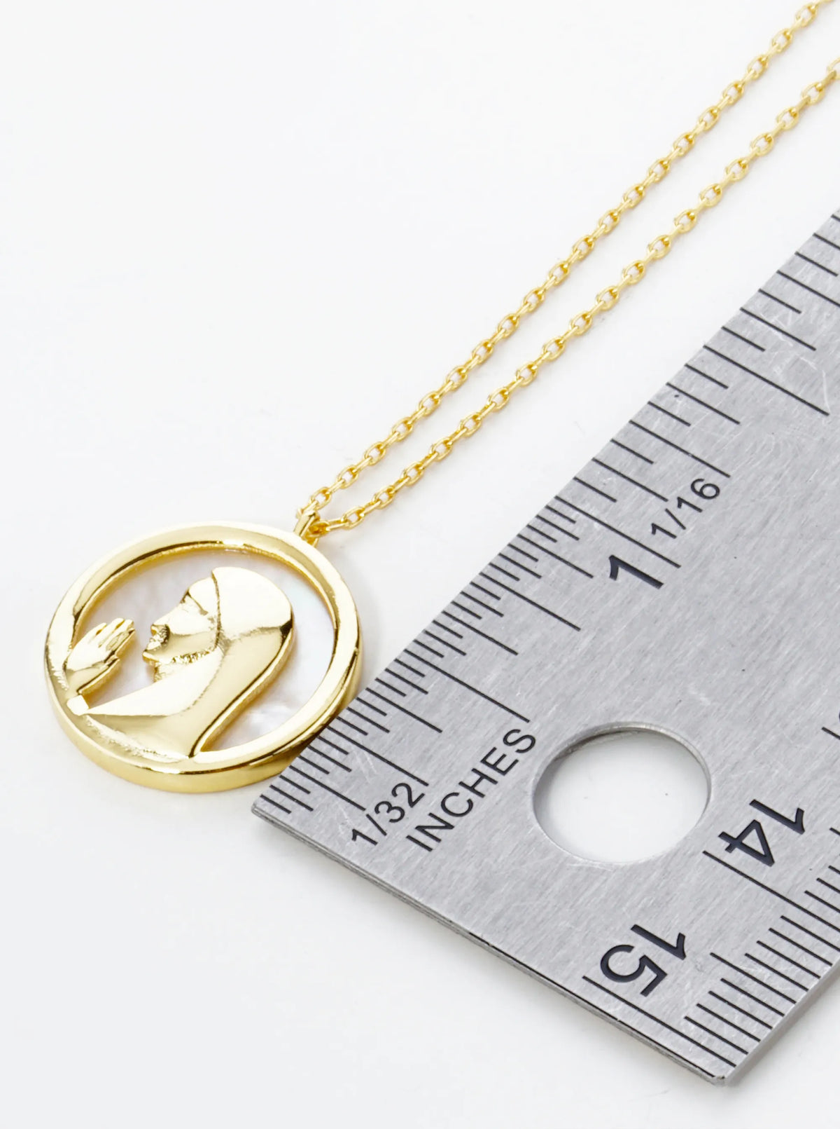18K Gold Dipped Mother Of Pearl Prayer Pendant Religious Necklace