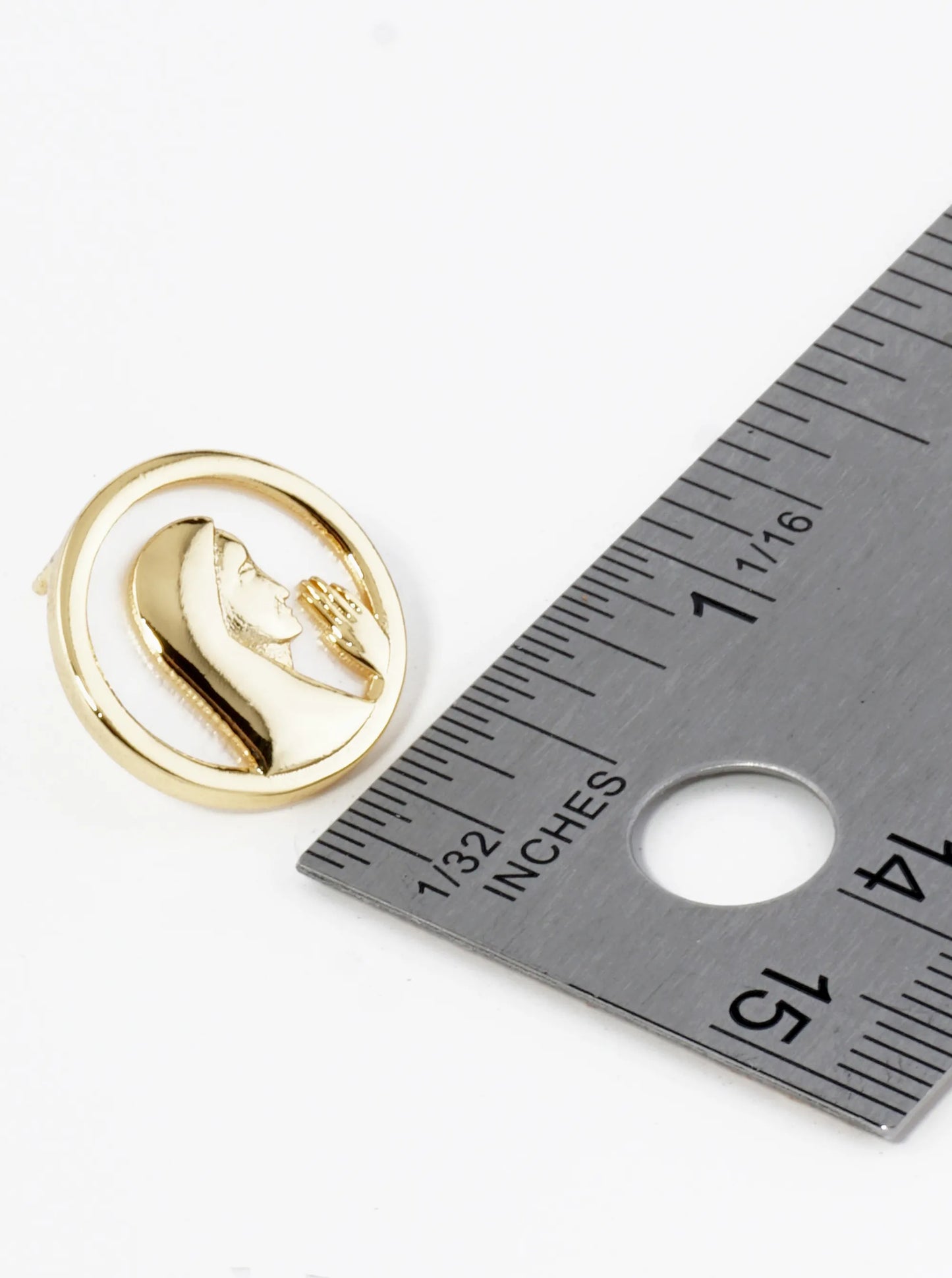 18K Gold Dipped Mother Of Pearl Prayer Stud Earrings