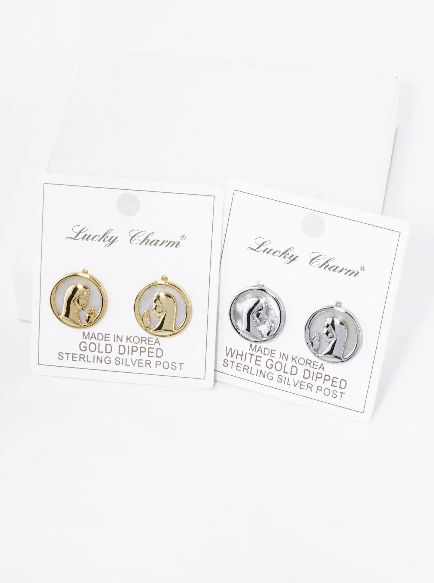18K Gold Dipped Mother Of Pearl Prayer Stud Earrings