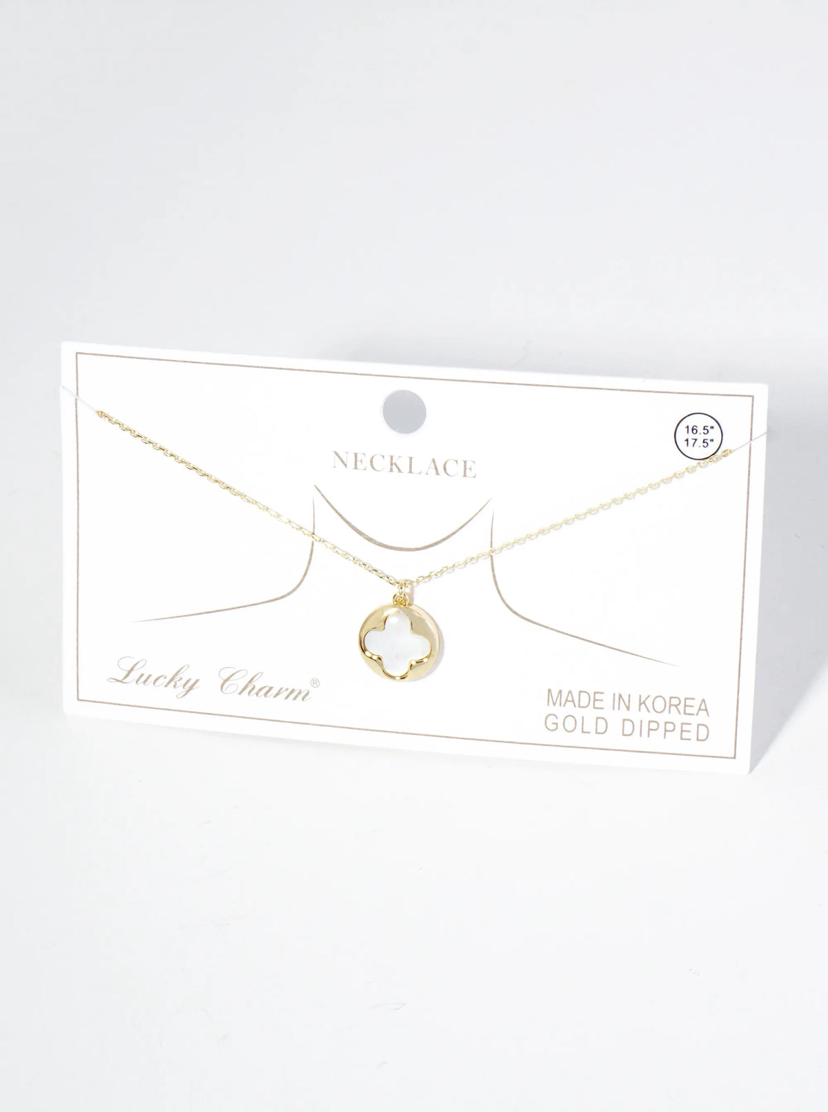 18K Gold Dipped Mother Of Pearl Quatrefoil Pendant Necklace
