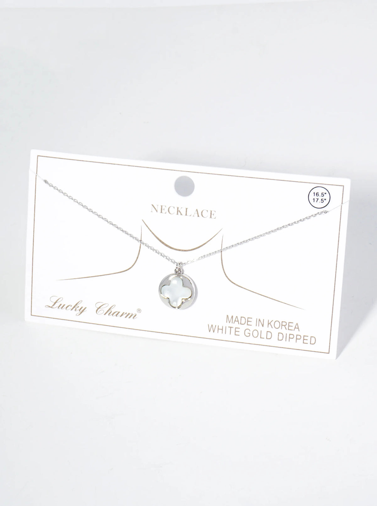 18K Gold Dipped Mother Of Pearl Quatrefoil Pendant Necklace