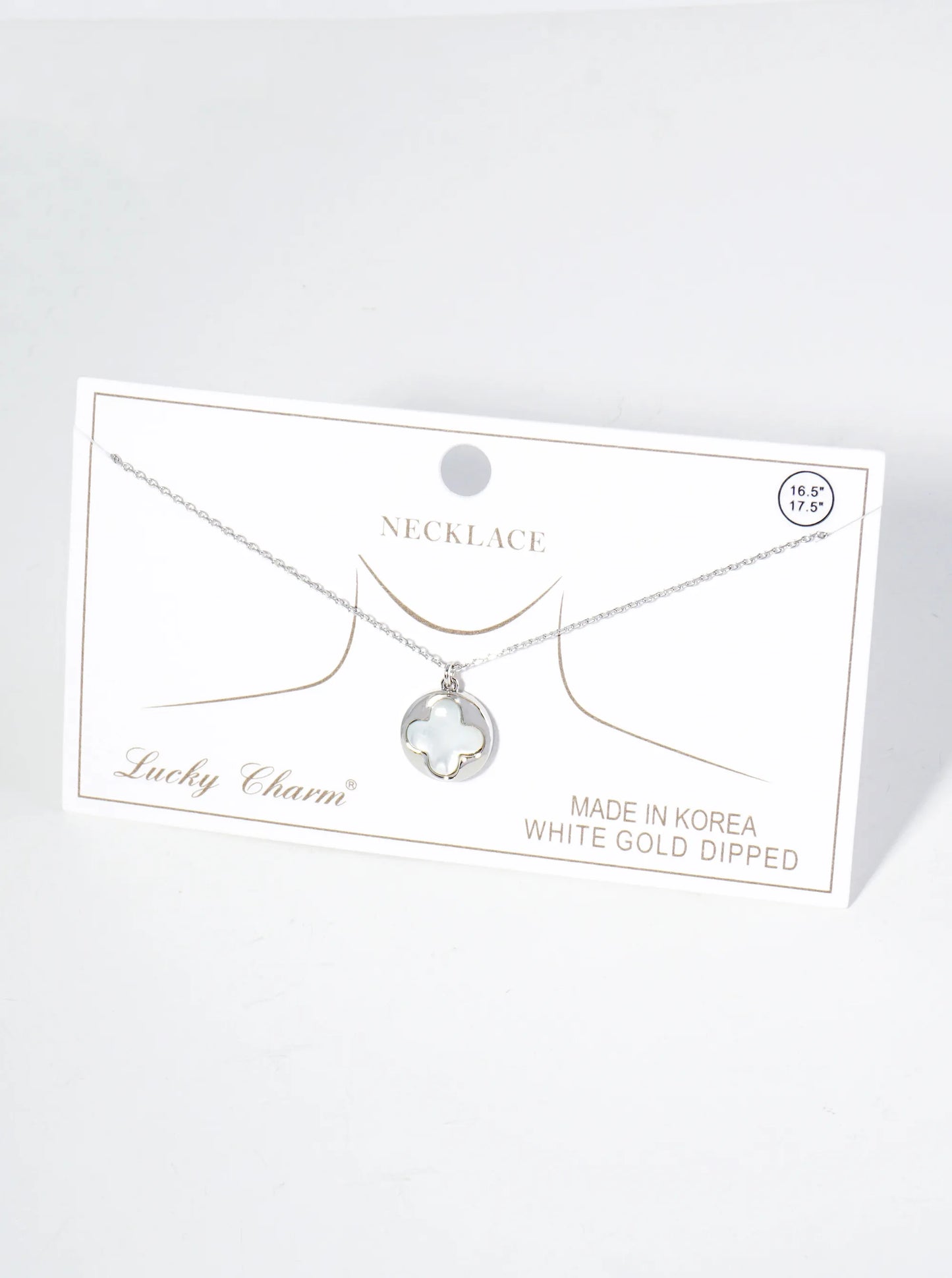 18K Gold Dipped Mother Of Pearl Quatrefoil Pendant Necklace