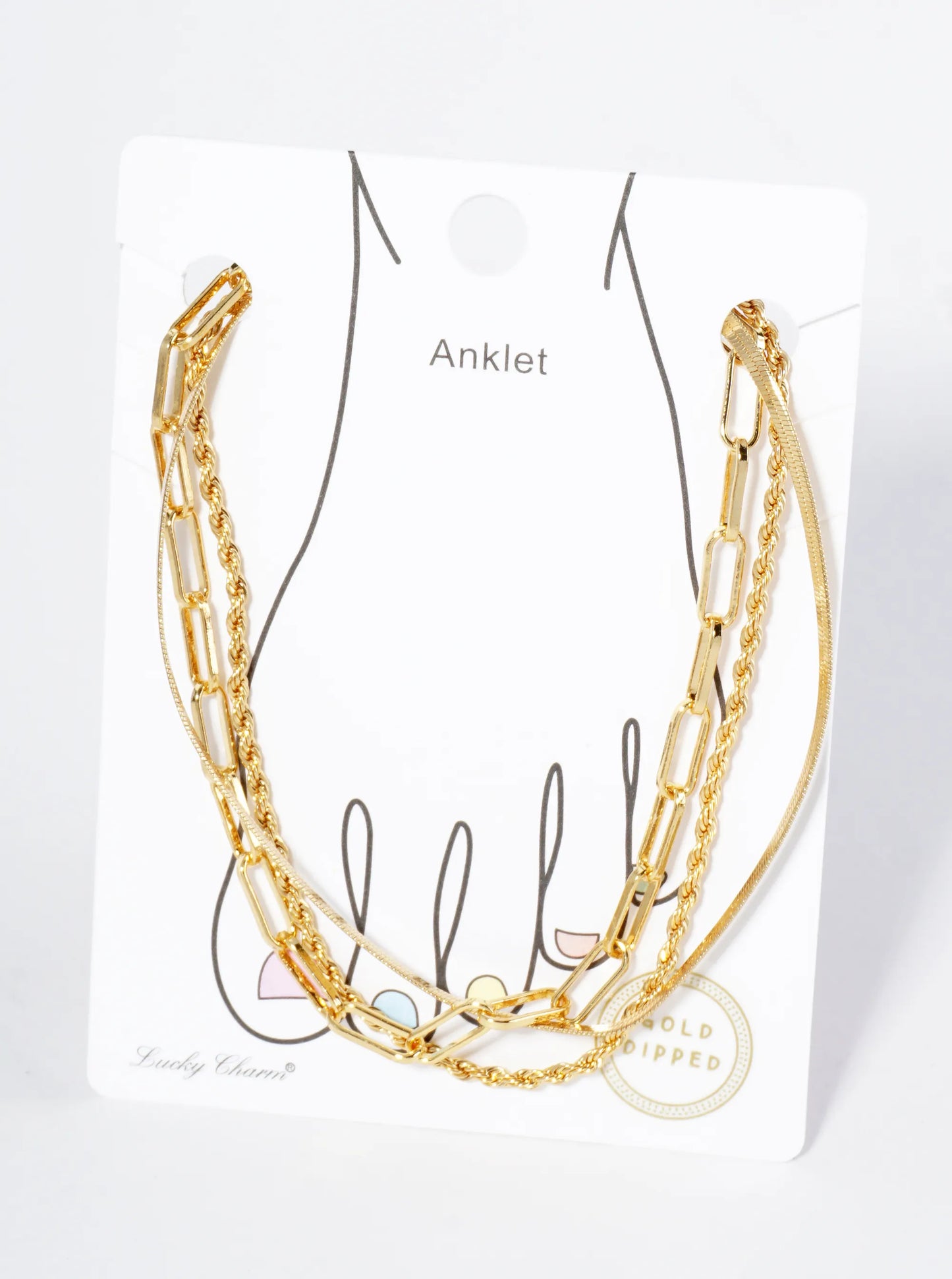 18K Gold Dipped Multi Chain Brass Anklet