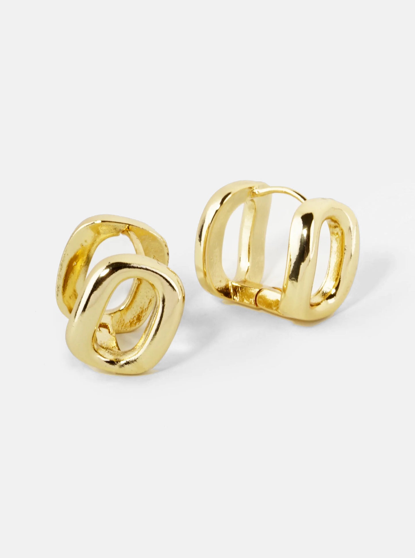 18K Gold Dipped O Shaped Polished 12mm Huggie Earrings