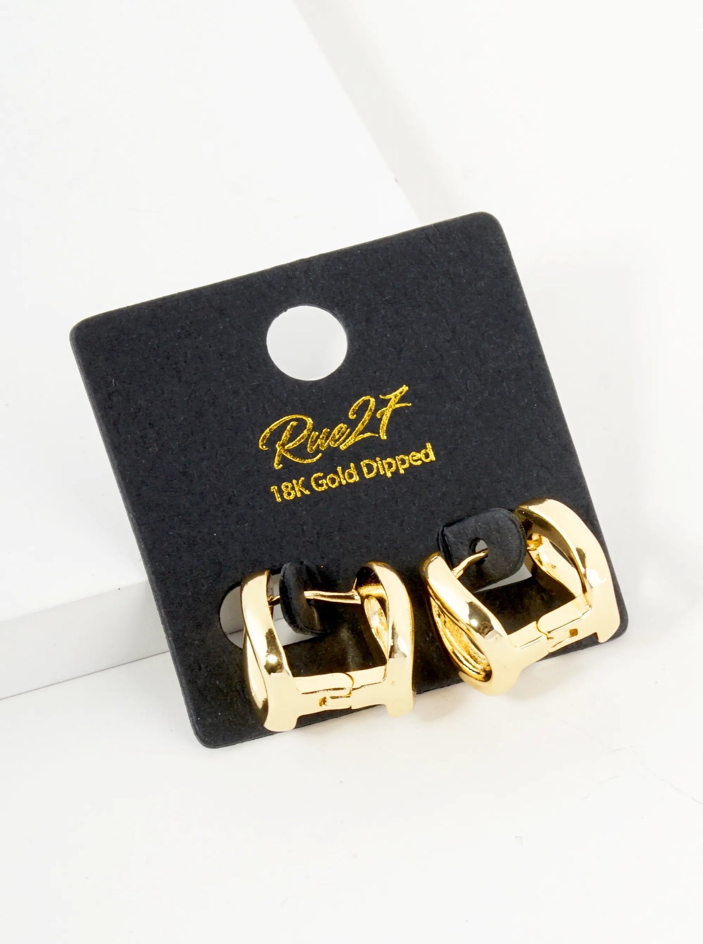 18K Gold Dipped O Shaped Polished 12mm Huggie Earrings
