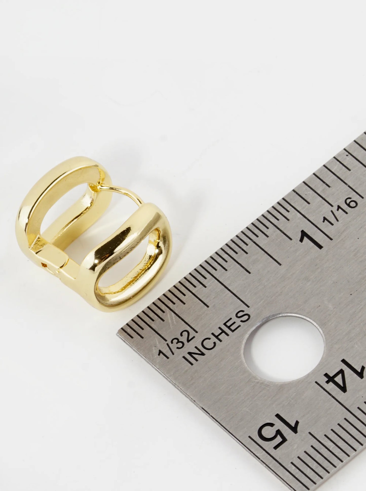 18K Gold Dipped O Shaped Polished 12mm Huggie Earrings