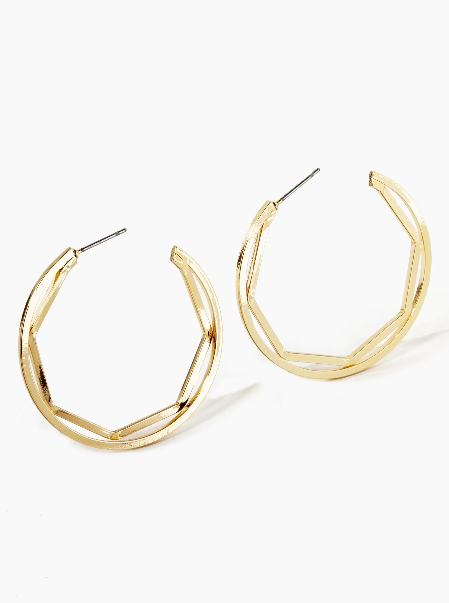 18K Gold Dipped Octagon In Circle 40mm Hoop Earrings