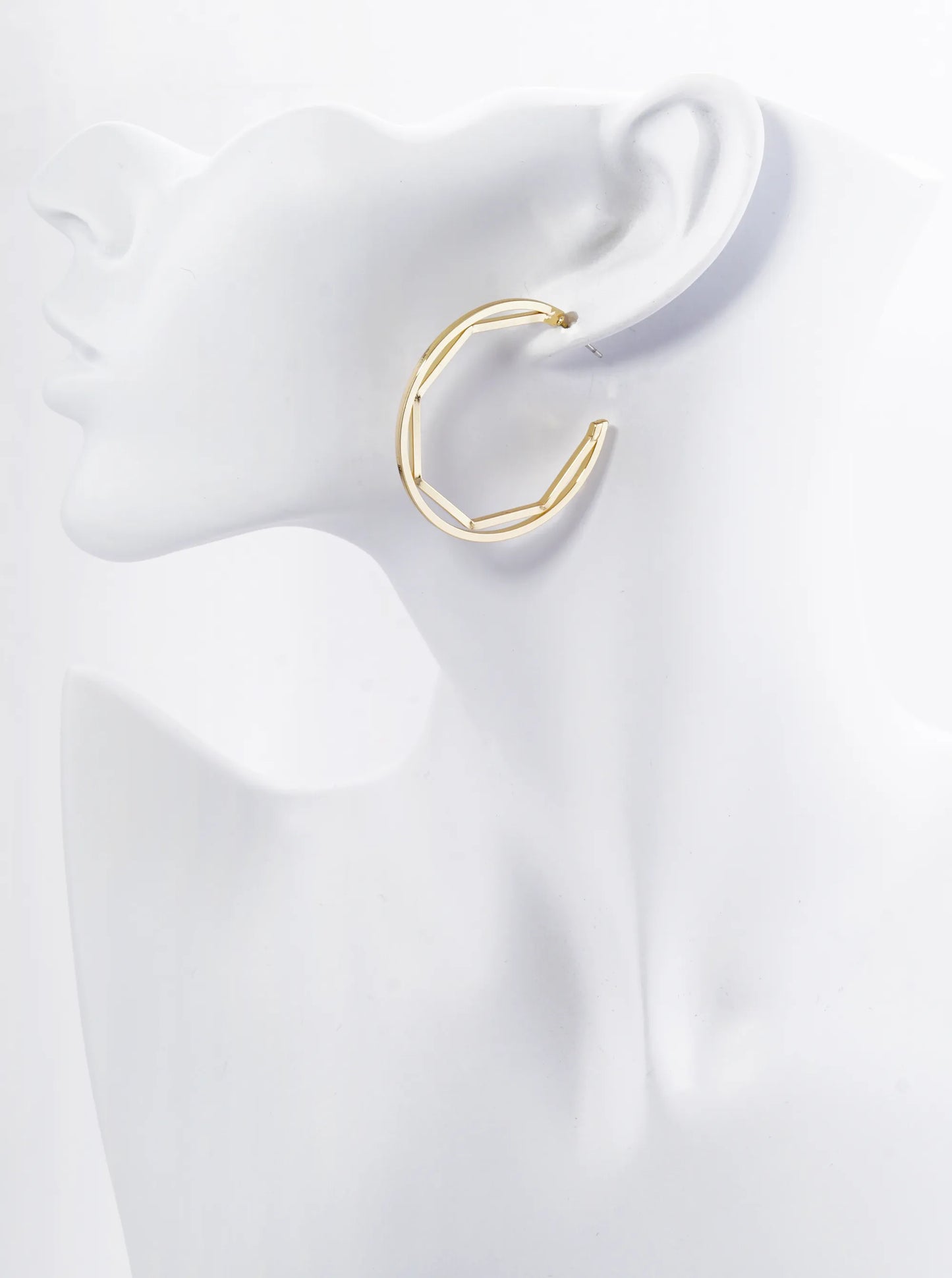 18K Gold Dipped Octagon In Circle 40mm Hoop Earrings