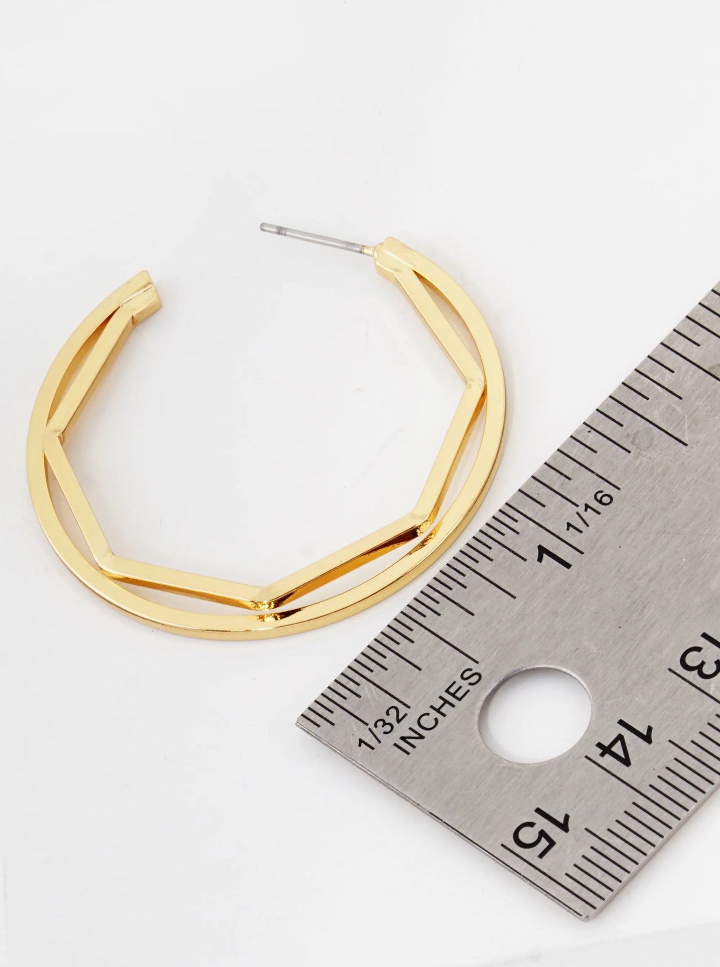 18K Gold Dipped Octagon In Circle 40mm Hoop Earrings