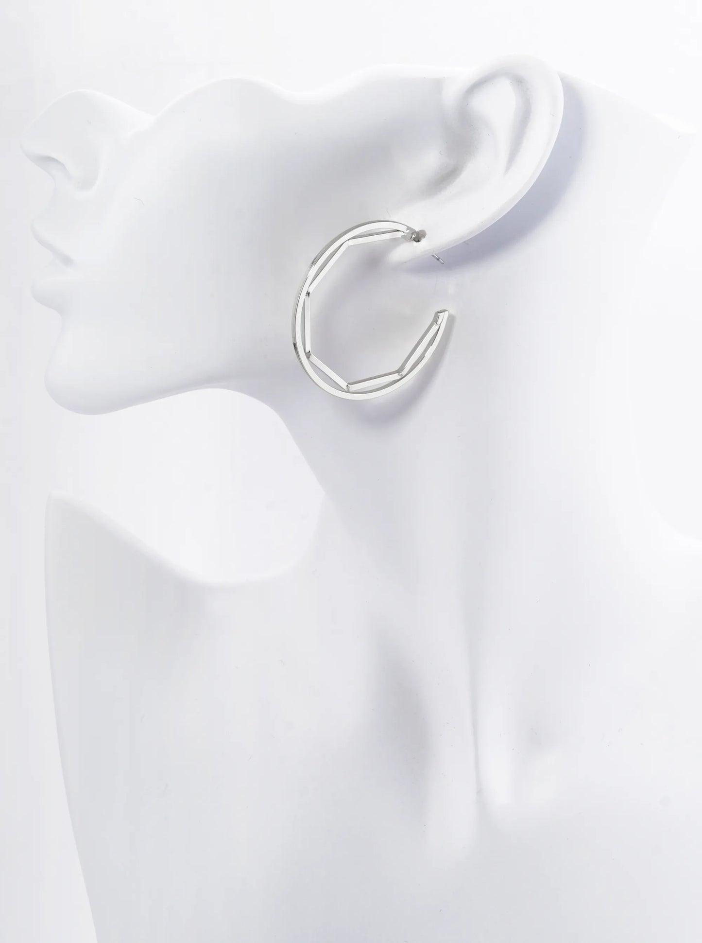 18K Gold Dipped Octagon In Circle 40mm Hoop Earrings