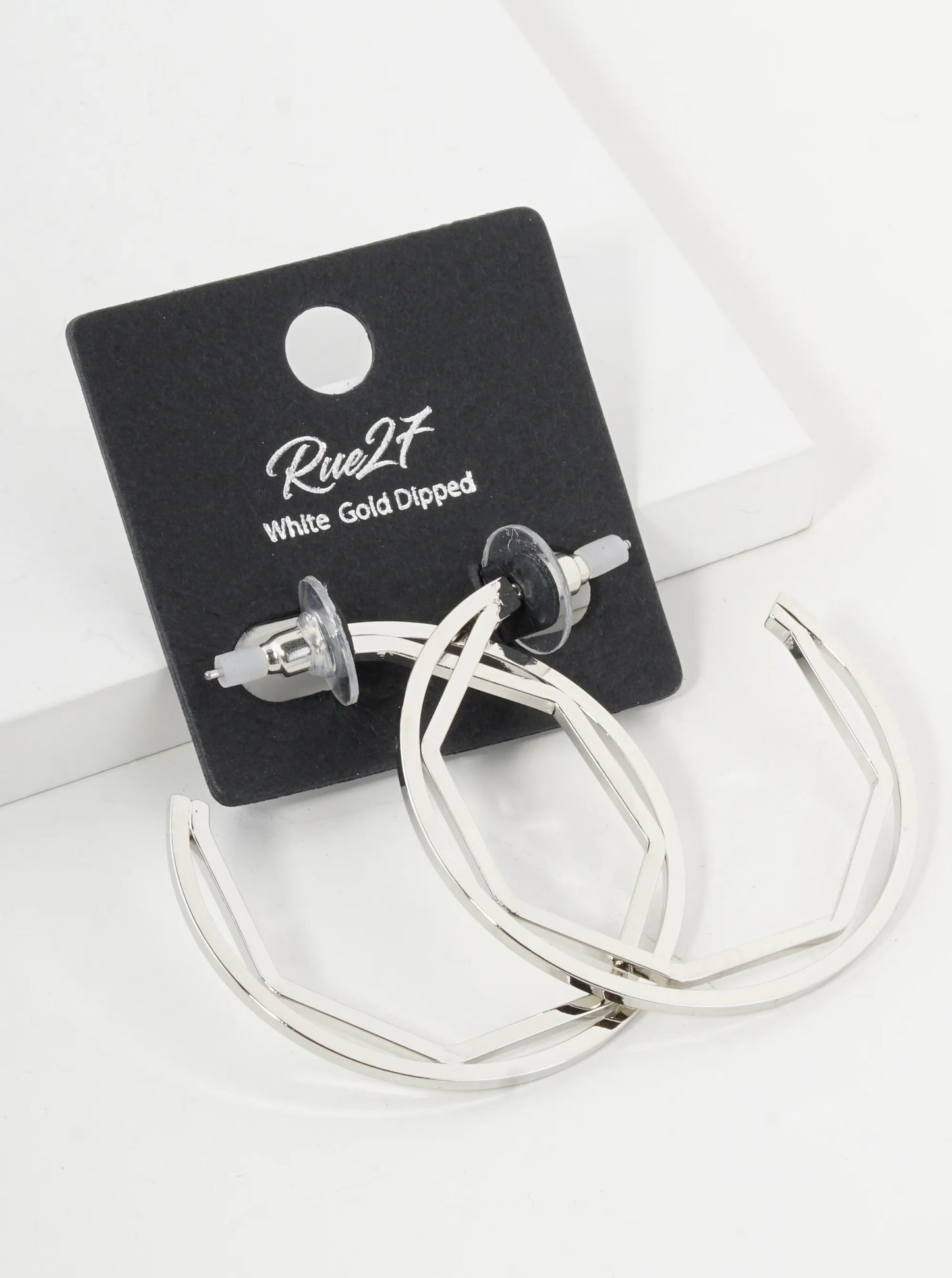 18K Gold Dipped Octagon In Circle 40mm Hoop Earrings