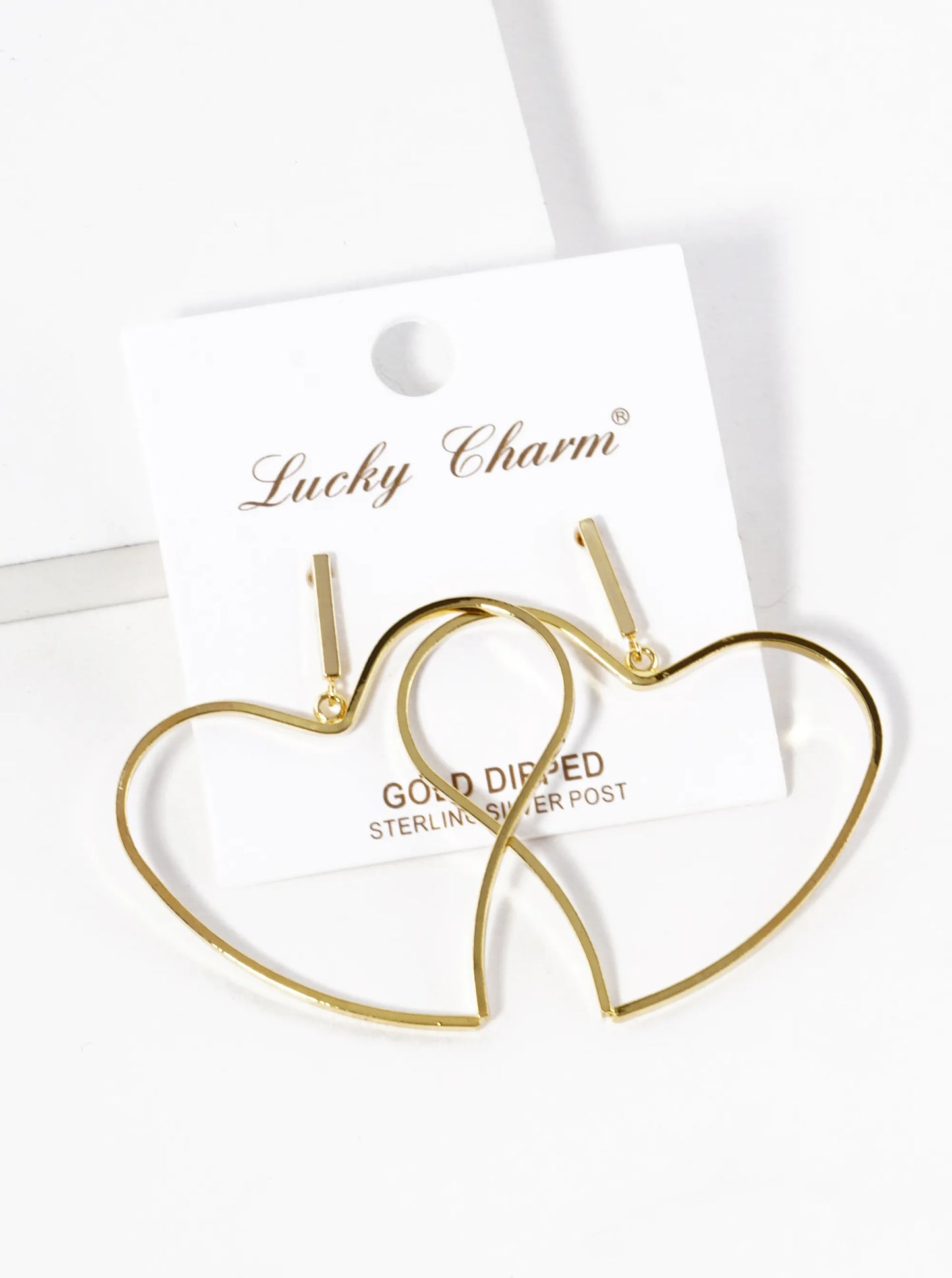 18K Gold Dipped Organic Wire Heart Drop Lightweight Post Earrings