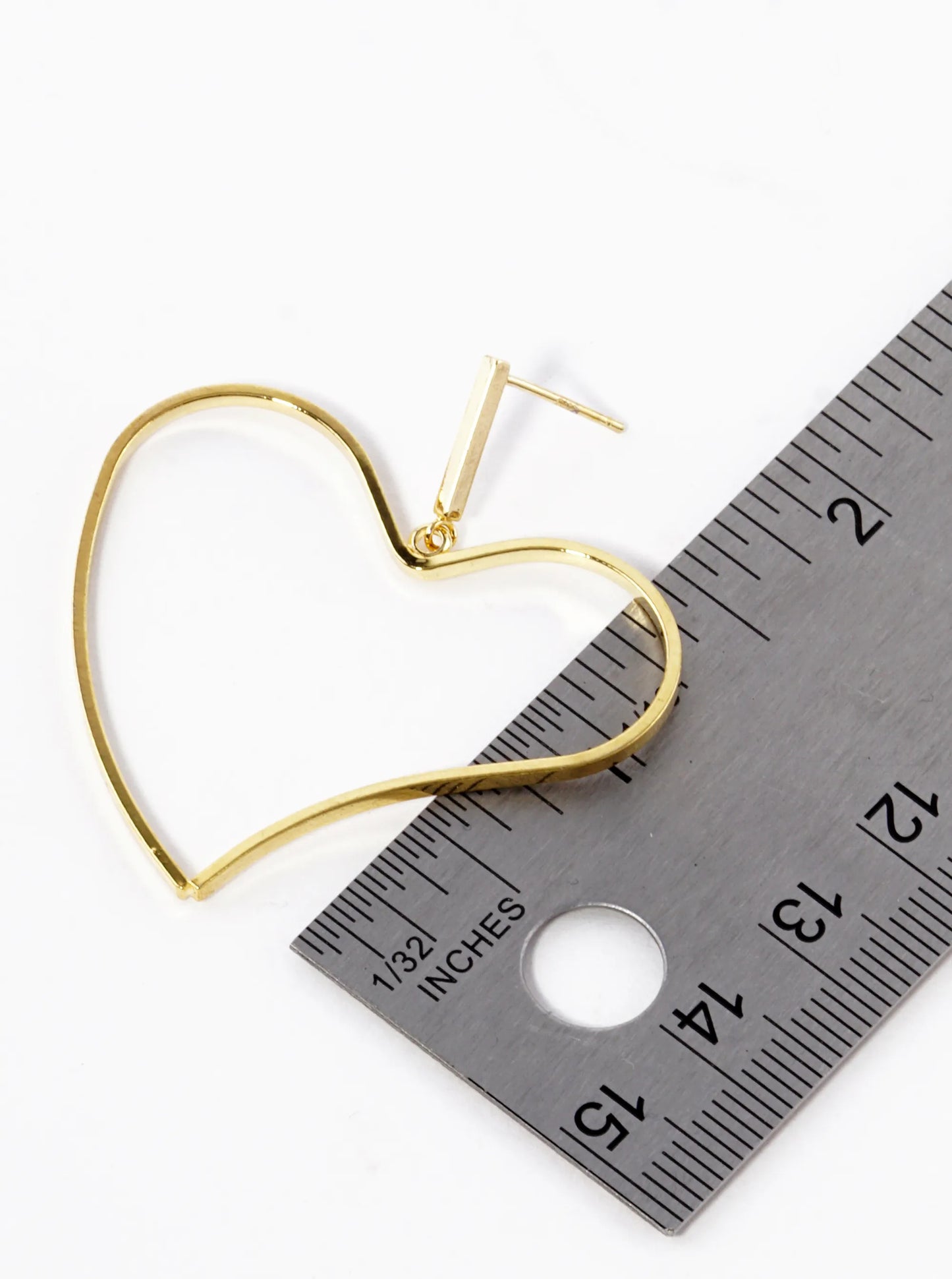 18K Gold Dipped Organic Wire Heart Drop Lightweight Post Earrings