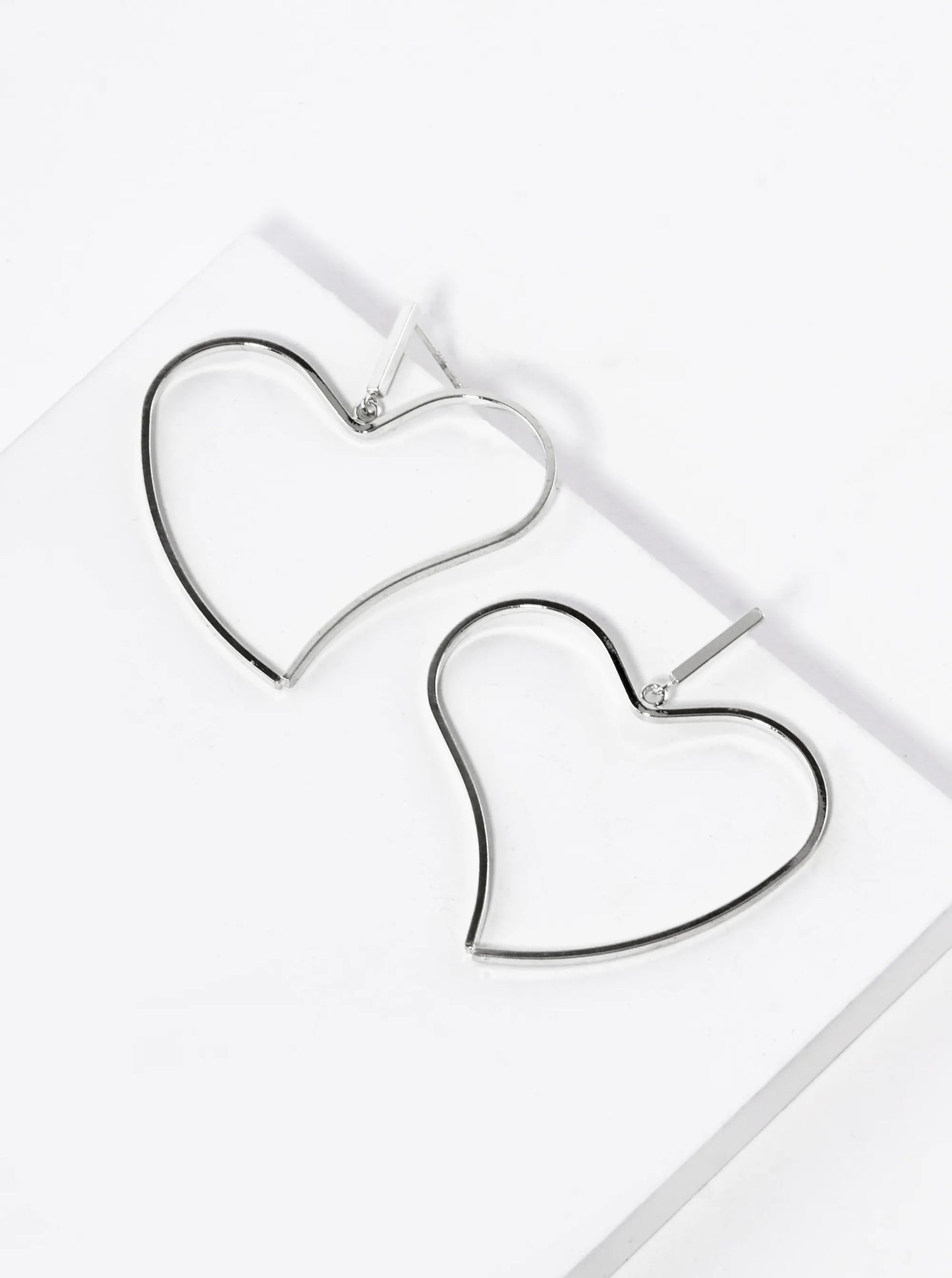 18K Gold Dipped Organic Wire Heart Drop Lightweight Post Earrings