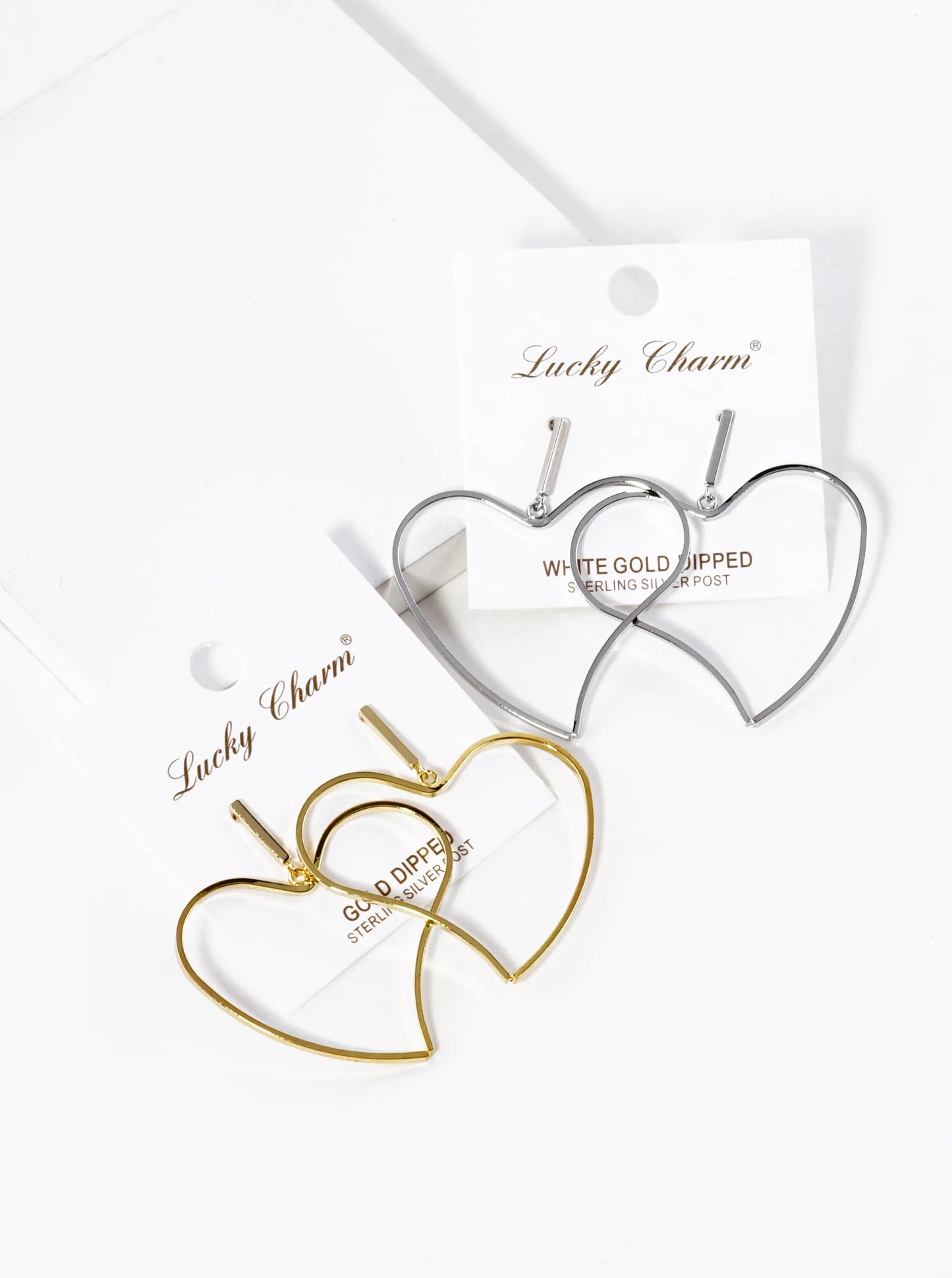 18K Gold Dipped Organic Wire Heart Drop Lightweight Post Earrings