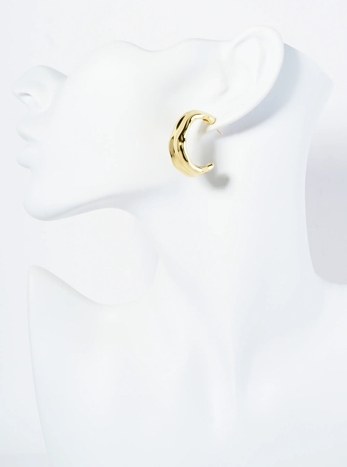 18K Gold Dipped Organically Shaped 30mm Open Hoop Earrings