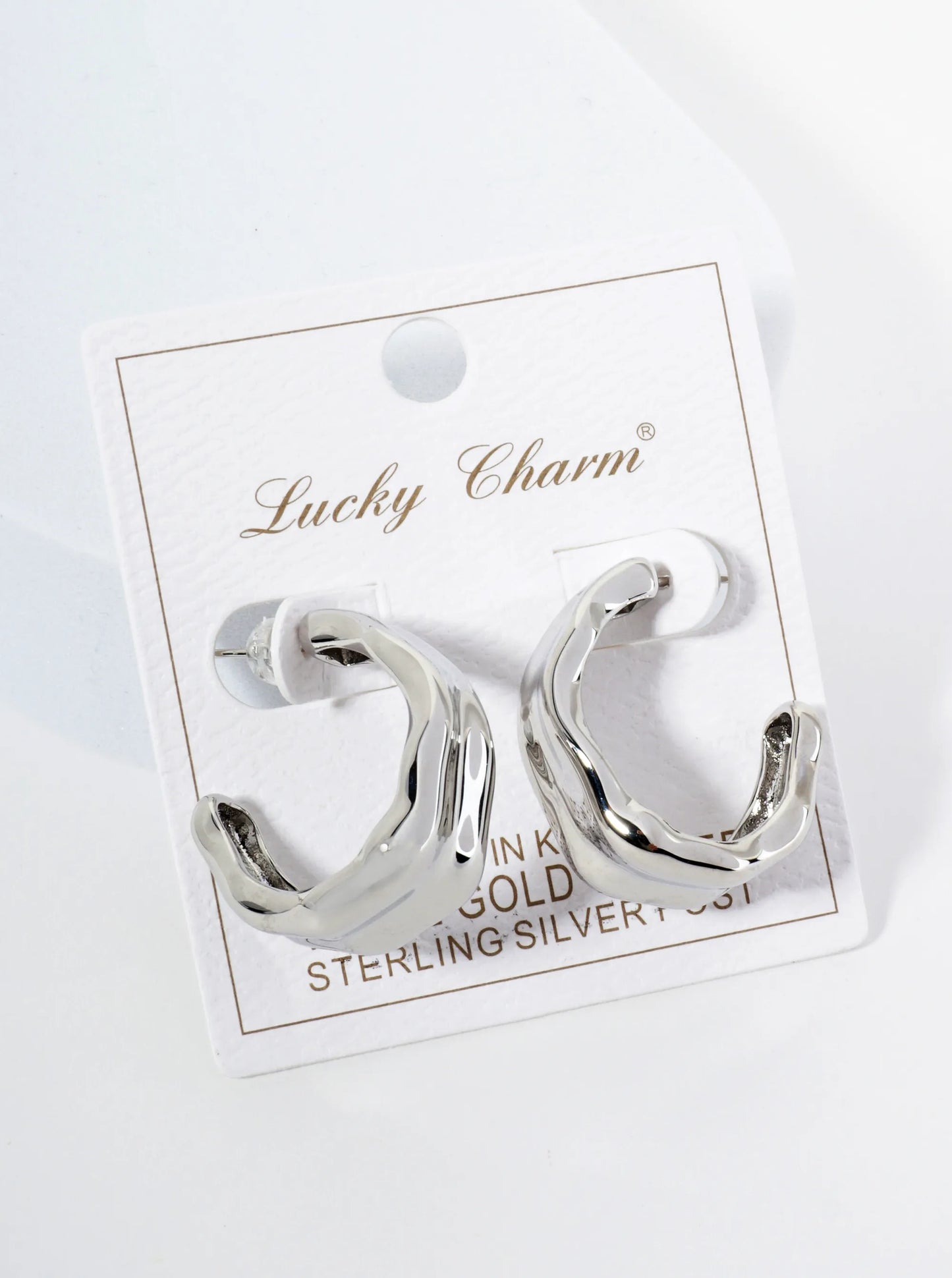 18K Gold Dipped Organically Shaped 30mm Open Hoop Earrings