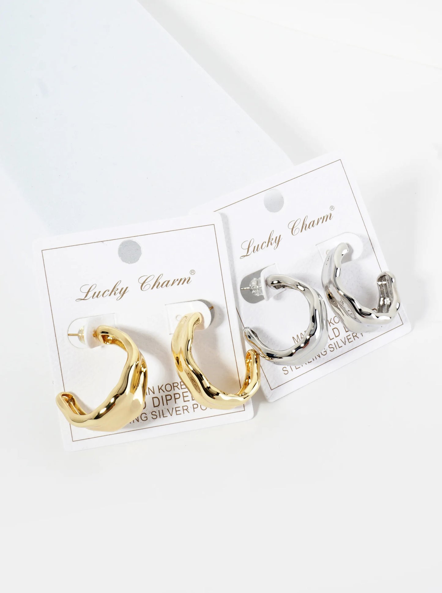18K Gold Dipped Organically Shaped 30mm Open Hoop Earrings