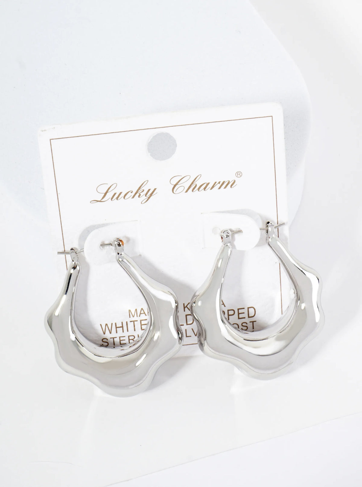 18K Gold Dipped Organically Shaped 35mm Latchback Hoop Earrings