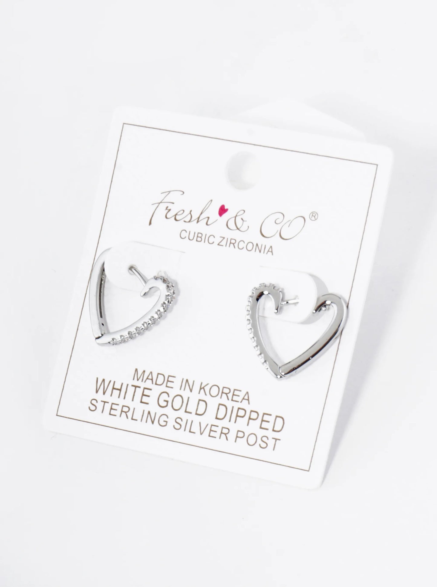 18K Gold Dipped Pave Cubic Zirconia 15mm Heart Huggie Hoop Earrings