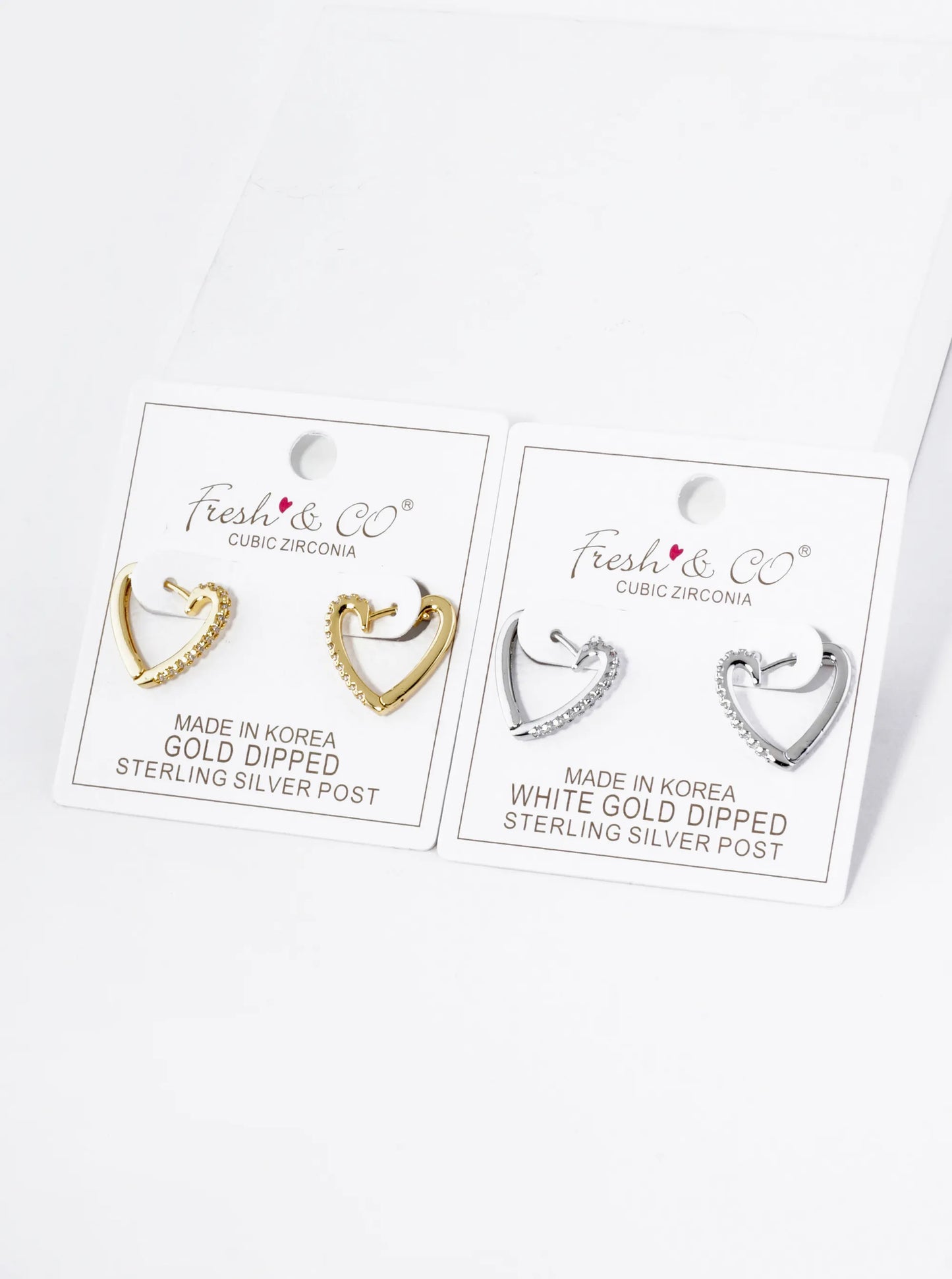 18K Gold Dipped Pave Cubic Zirconia 15mm Heart Huggie Hoop Earrings
