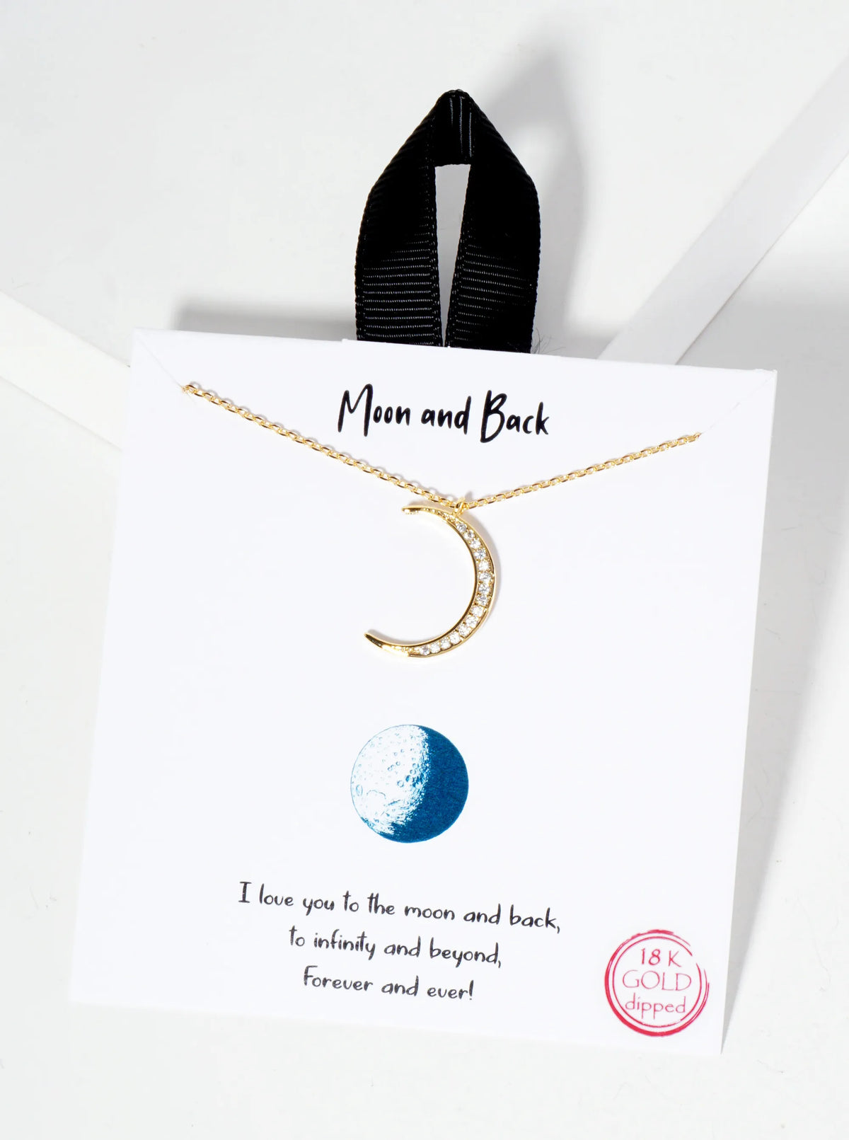 18K-Gold-Dipped Pave Cubic-Zirconia Crescent Moon Pendant Necklace