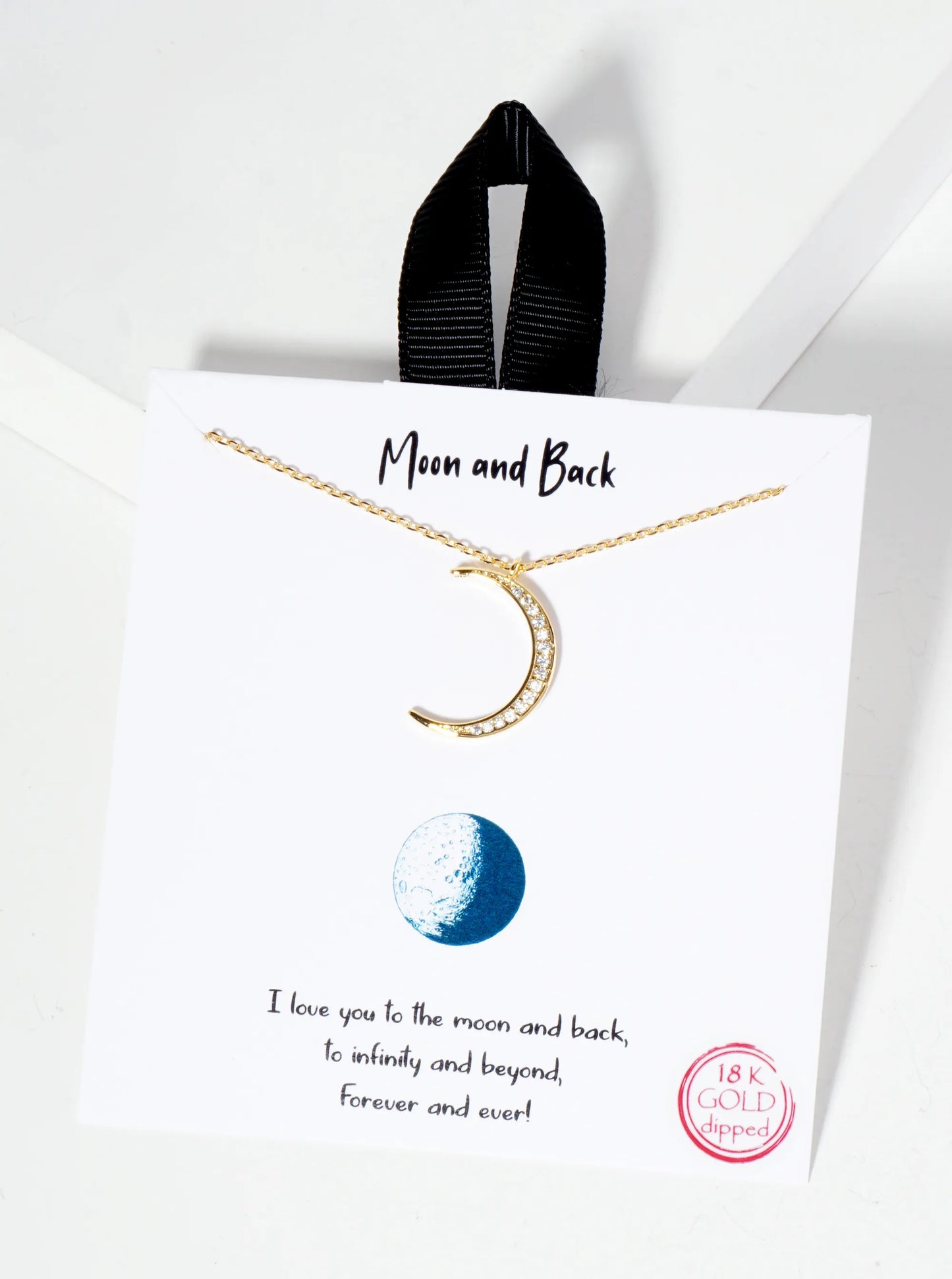 18K-Gold-Dipped Pave Cubic-Zirconia Crescent Moon Pendant Necklace