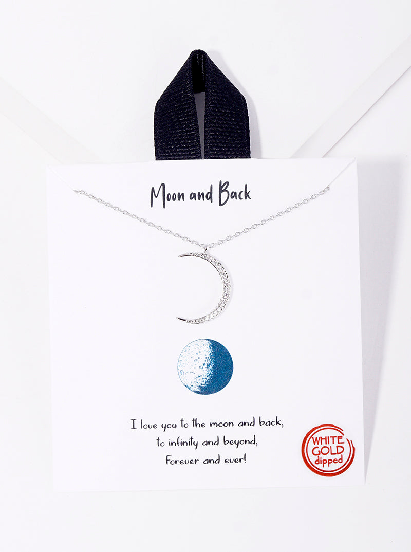 18K-Gold-Dipped Pave Cubic-Zirconia Crescent Moon Pendant Necklace