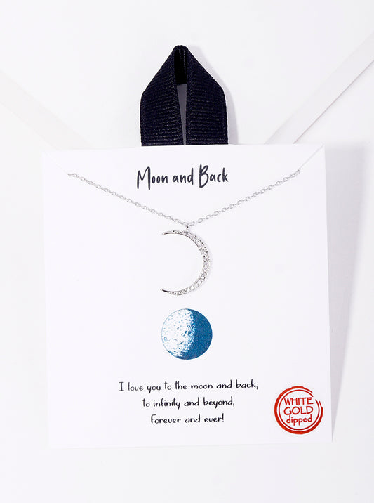 18K-Gold-Dipped Pave Cubic-Zirconia Crescent Moon Pendant Necklace