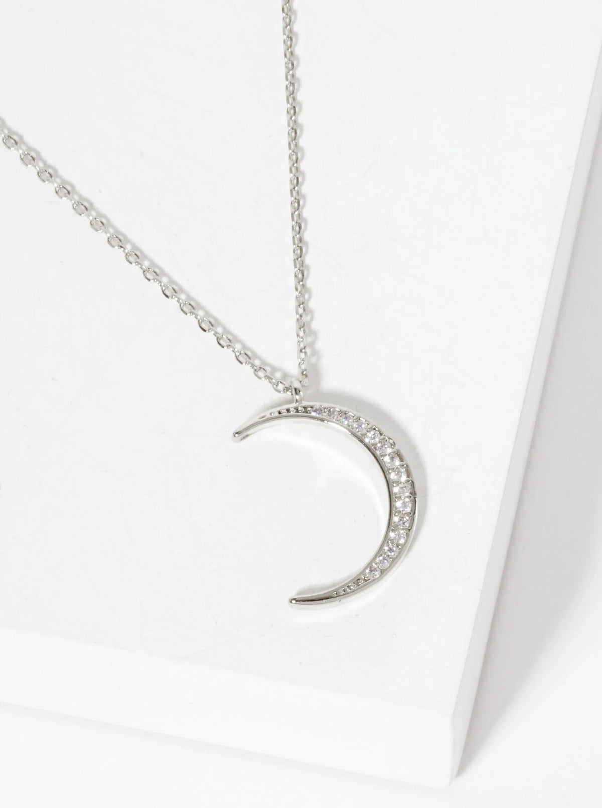 18K-Gold-Dipped Pave Cubic-Zirconia Crescent Moon Pendant Necklace