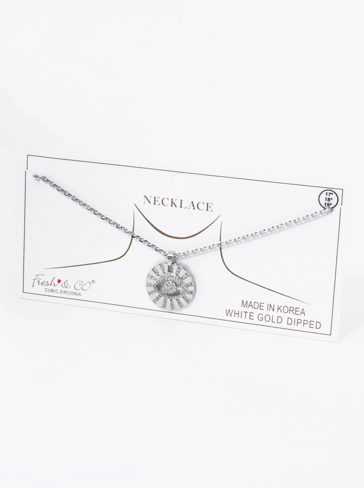 18K Gold Dipped Pave Cubic Zirconia Evil Eye Round Pendant Necklace