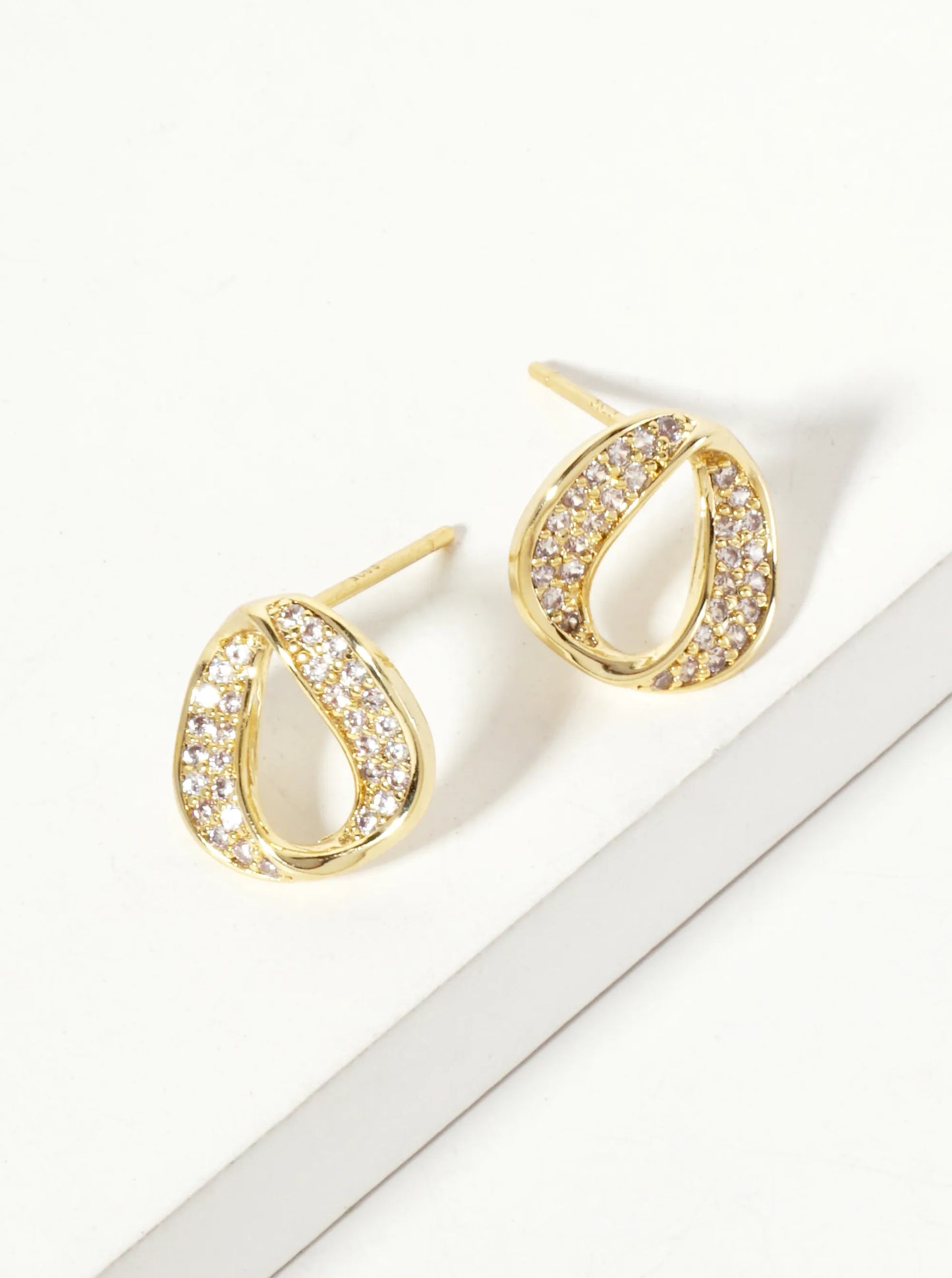 18K-Gold-Dipped Pave-Set CZ 11mm Infinity Circle Minimalist Stud Earrings
