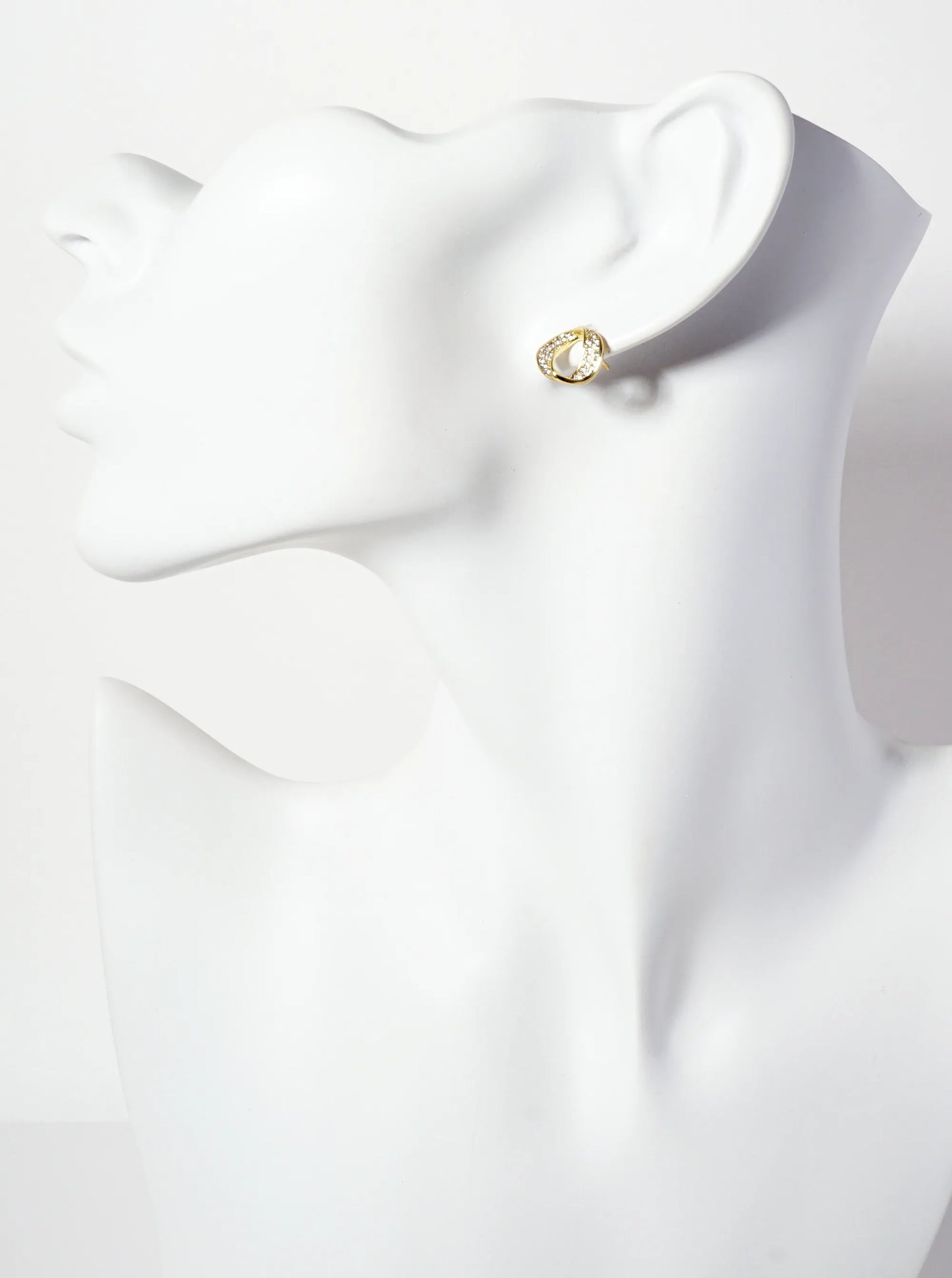 18K-Gold-Dipped Pave-Set CZ 11mm Infinity Circle Minimalist Stud Earrings