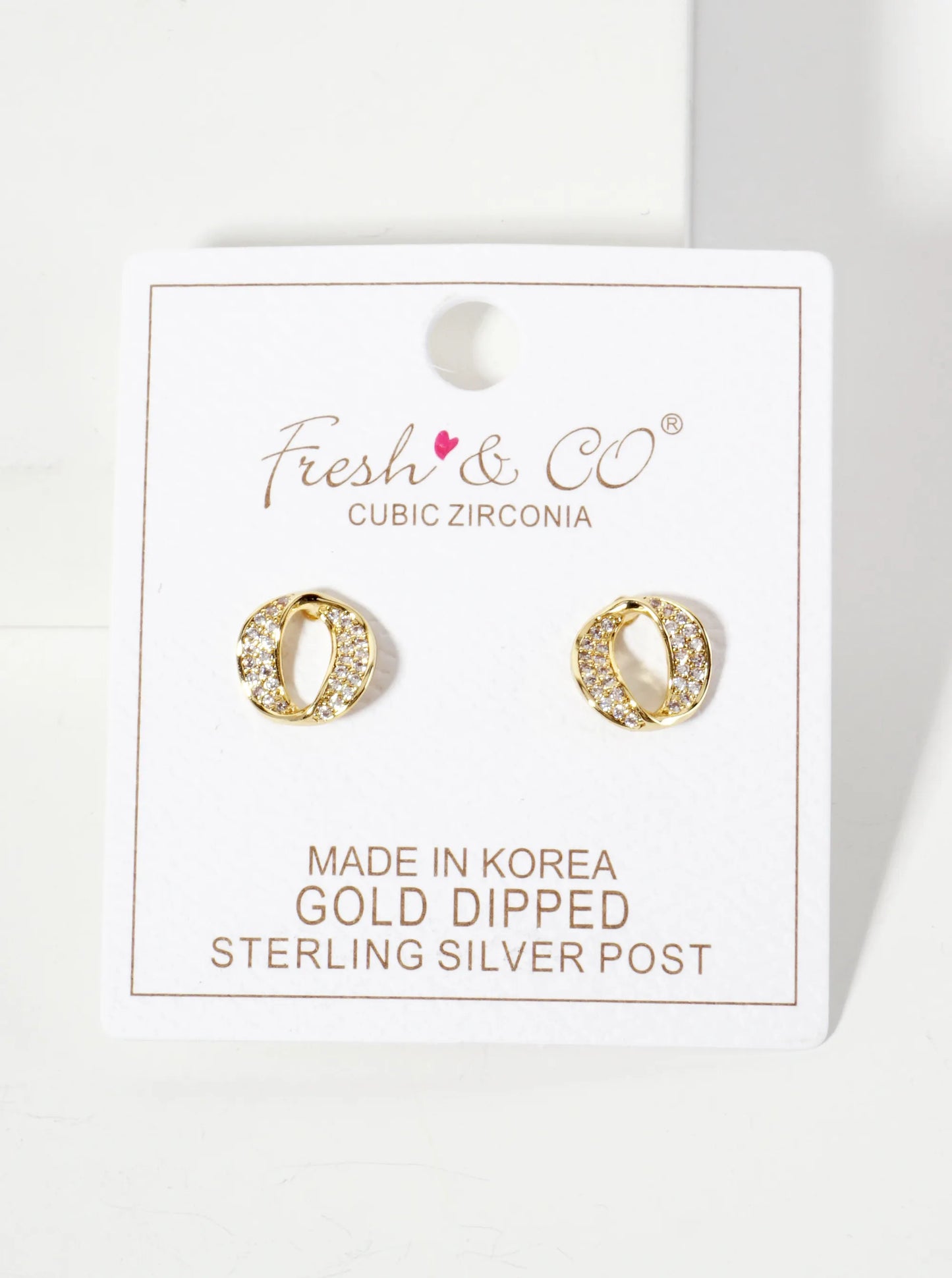 18K-Gold-Dipped Pave-Set CZ 11mm Infinity Circle Minimalist Stud Earrings
