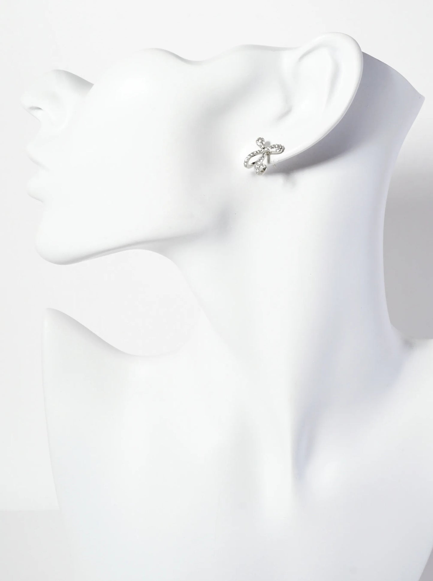 18K-Gold-Dipped Pave-Set CZ 15mm Bow Open Huggie Hoop Earrings