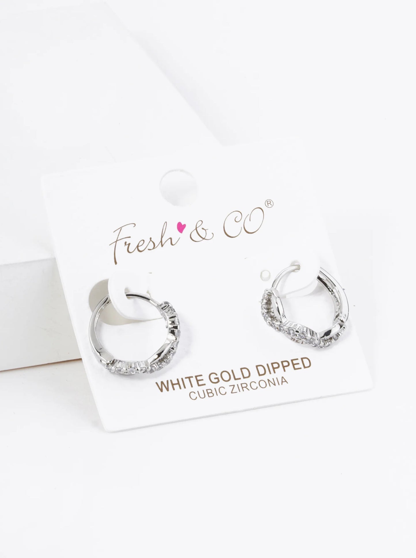 18K Gold Dipped Pave Set CZ 15mm Brass Infinity Huggie Hoop Earrings