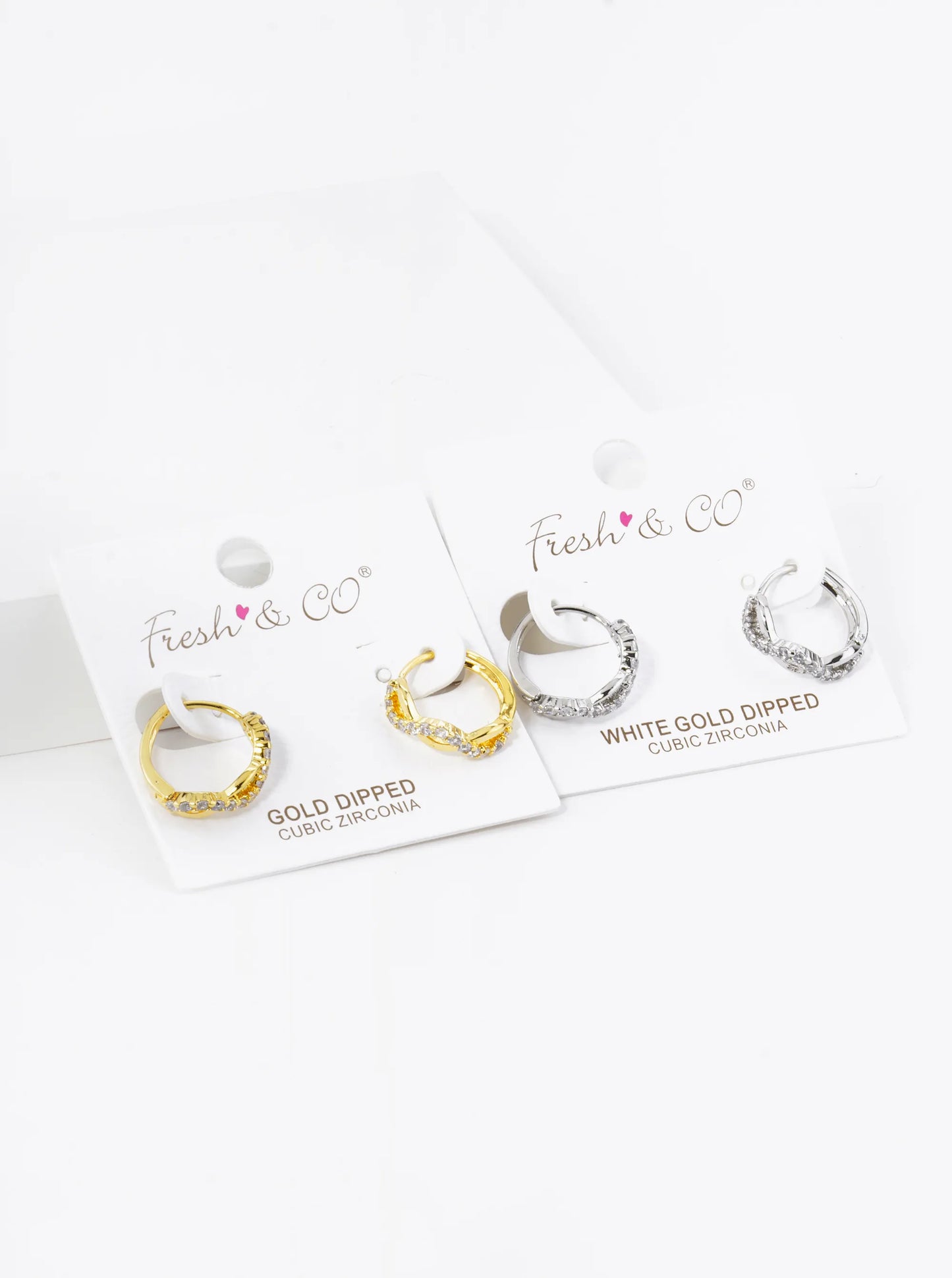 18K Gold Dipped Pave Set CZ 15mm Brass Infinity Huggie Hoop Earrings