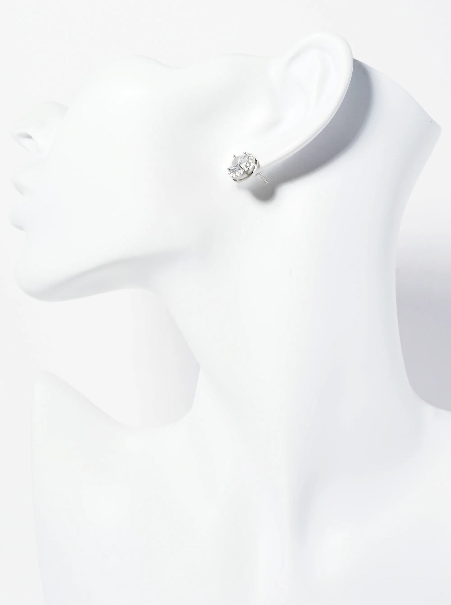 18K Gold Dipped Pave Set CZ 4-Prong 7mm Stone Stud Earrings