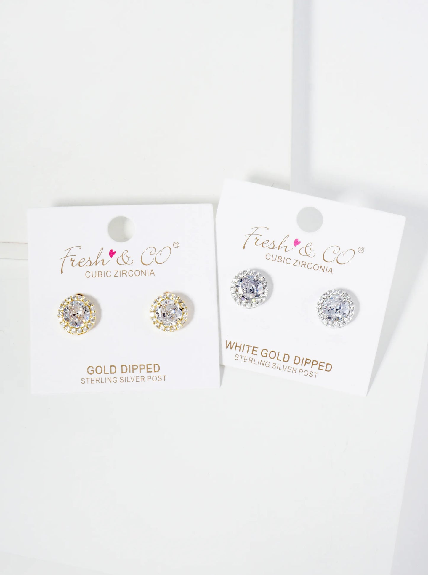 18K Gold Dipped Pave Set CZ 4-Prong 7mm Stone Stud Earrings