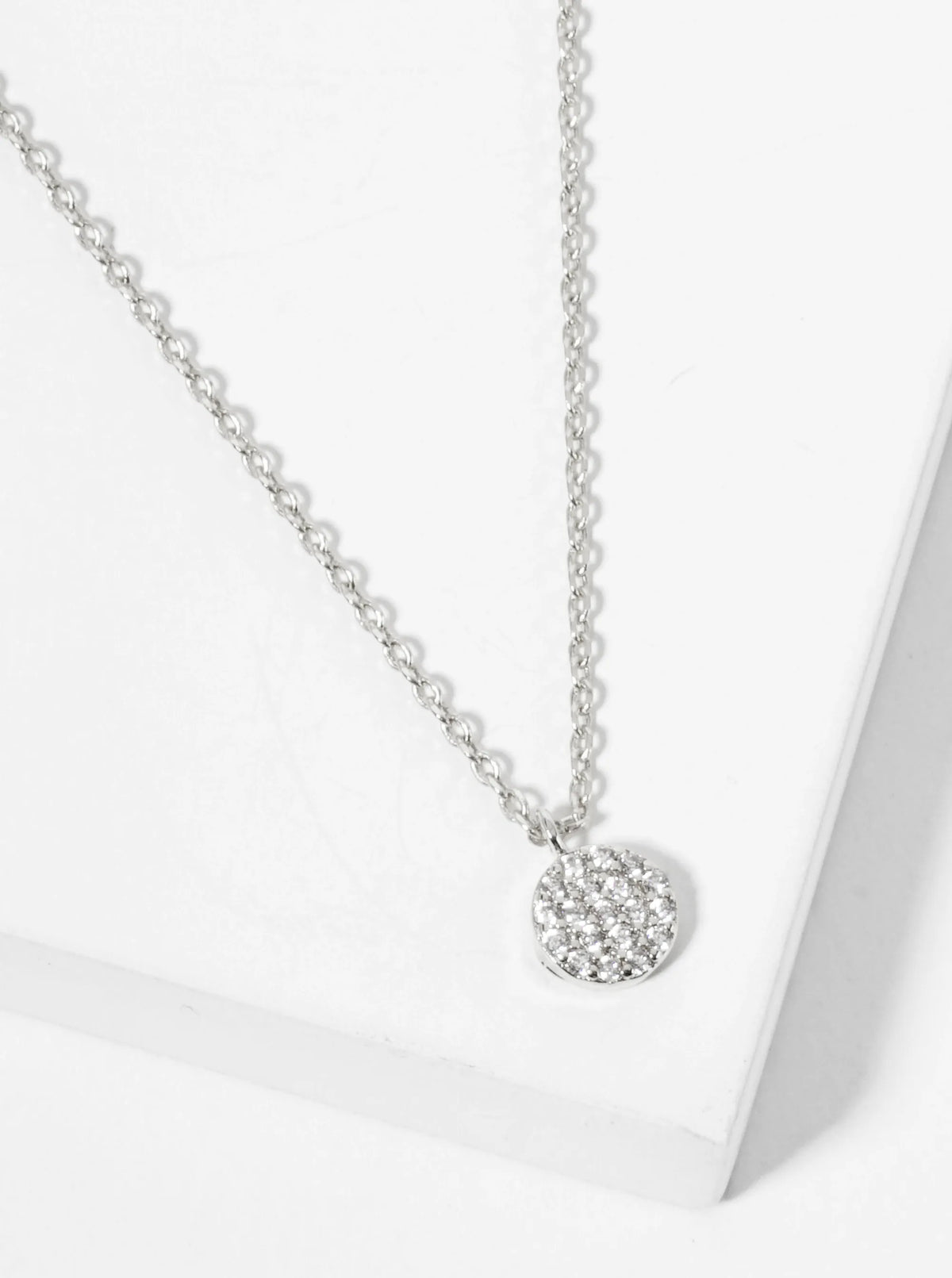 18K Gold Dipped Pave Set CZ 5mm Tiny Circle Pendant Necklace