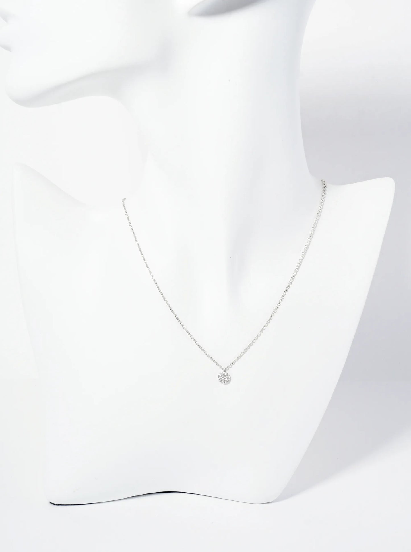 18K Gold Dipped Pave Set CZ 5mm Tiny Circle Pendant Necklace