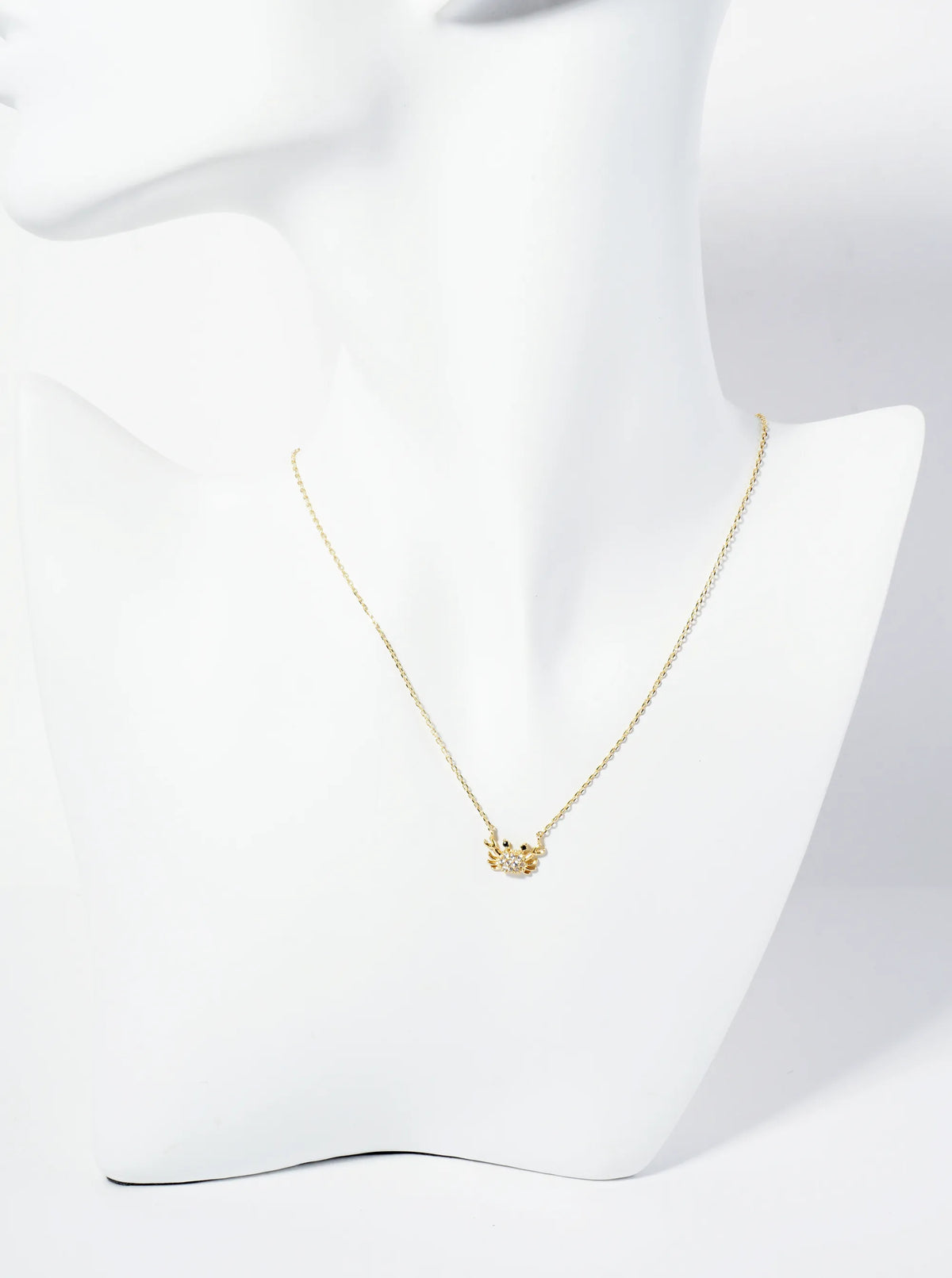 18K Gold Dipped Pave Set CZ 7mm Crab Pendant Necklace